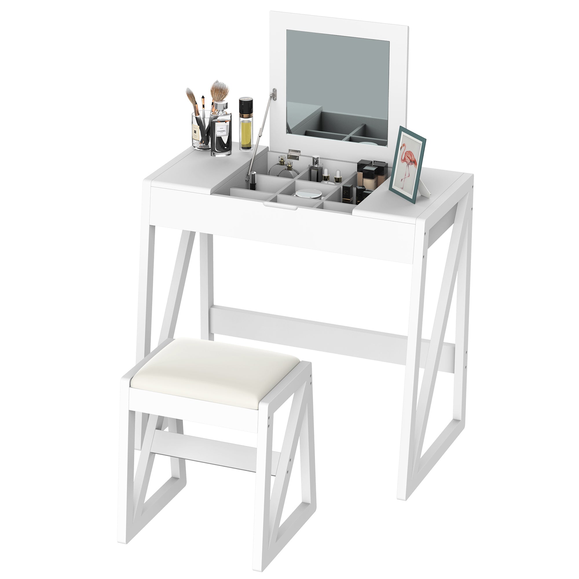 Tocador Mesa para Maquilhagem 80x50x76cm Branco