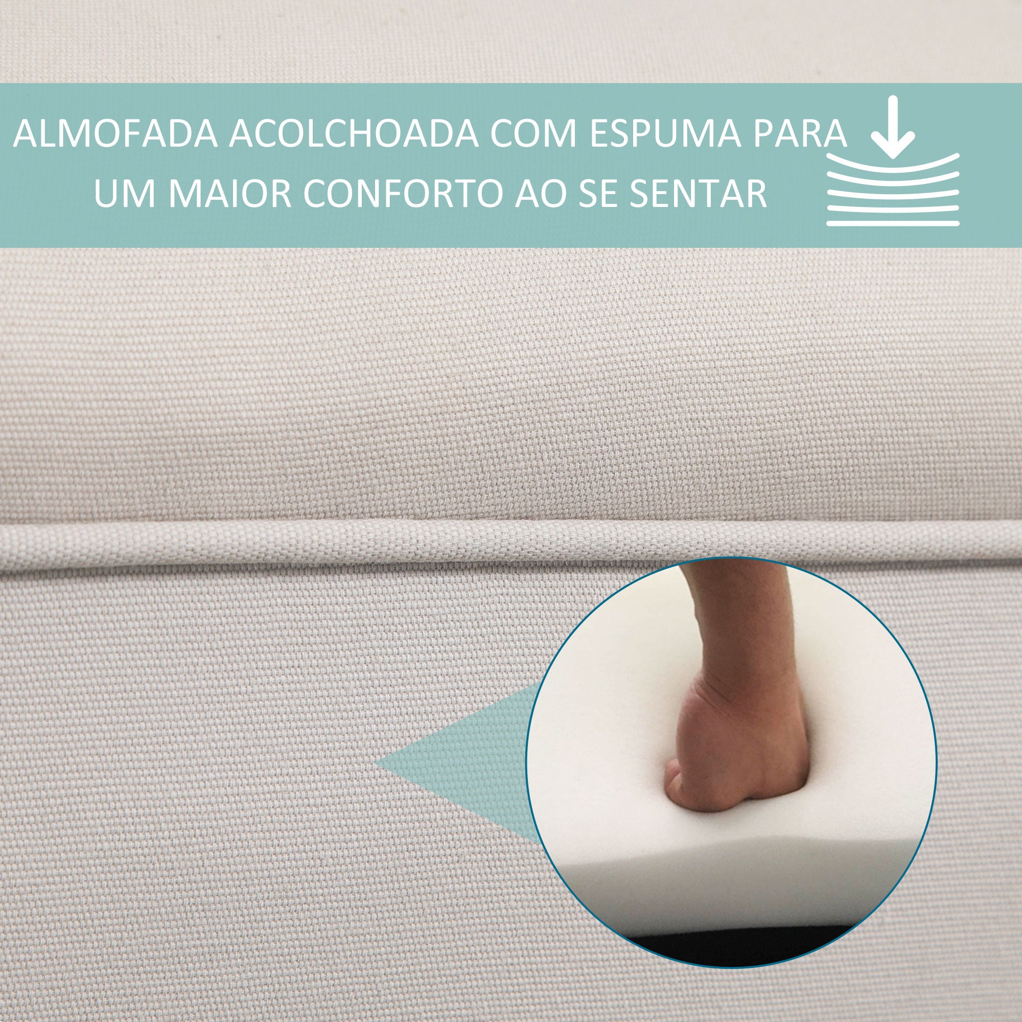 Banco Acolchoado Estofado com Braços Curvados 102x31x51cm - Cinzento