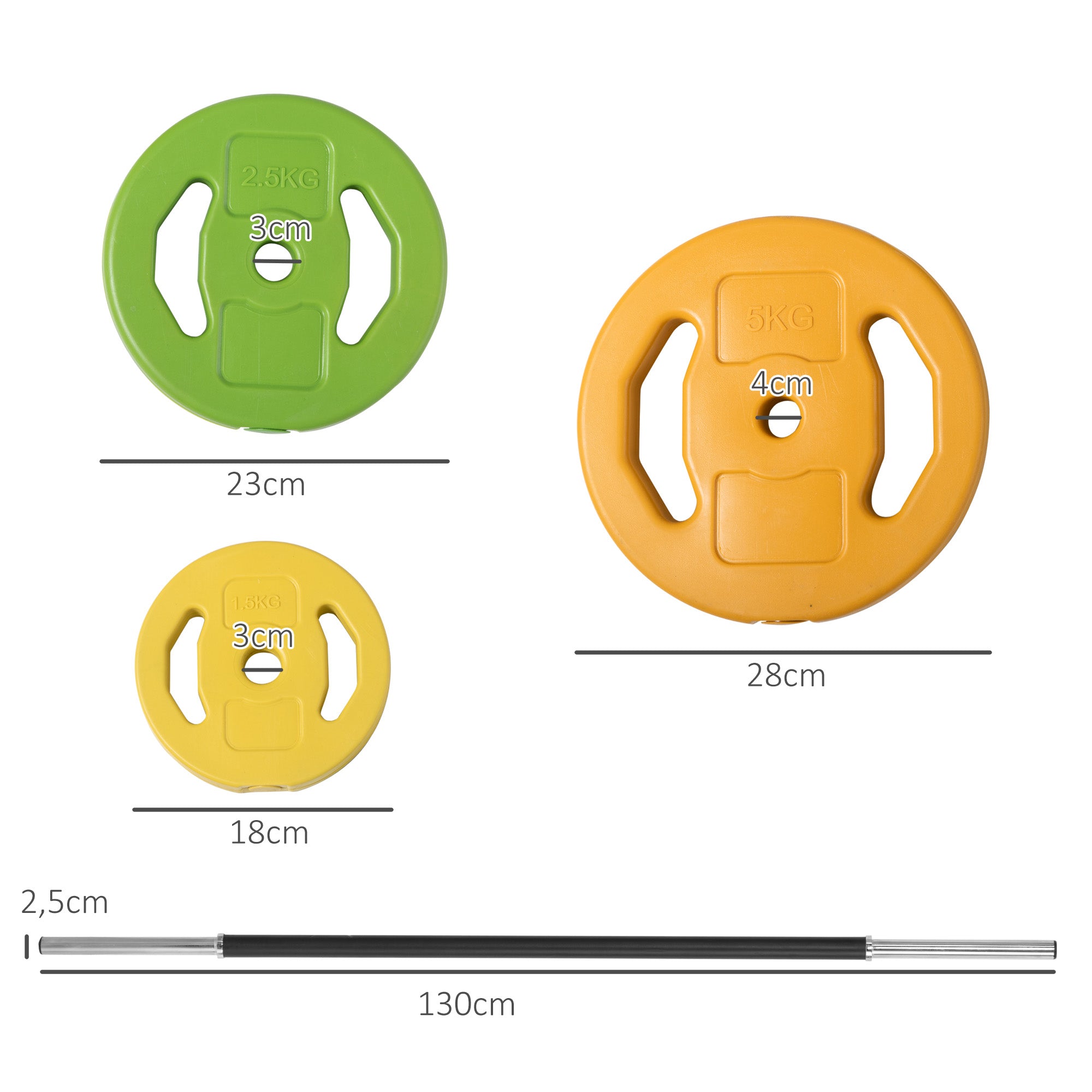 Conjunto de Barra de Pesos 20 kg Multicor 130x28x28 cm