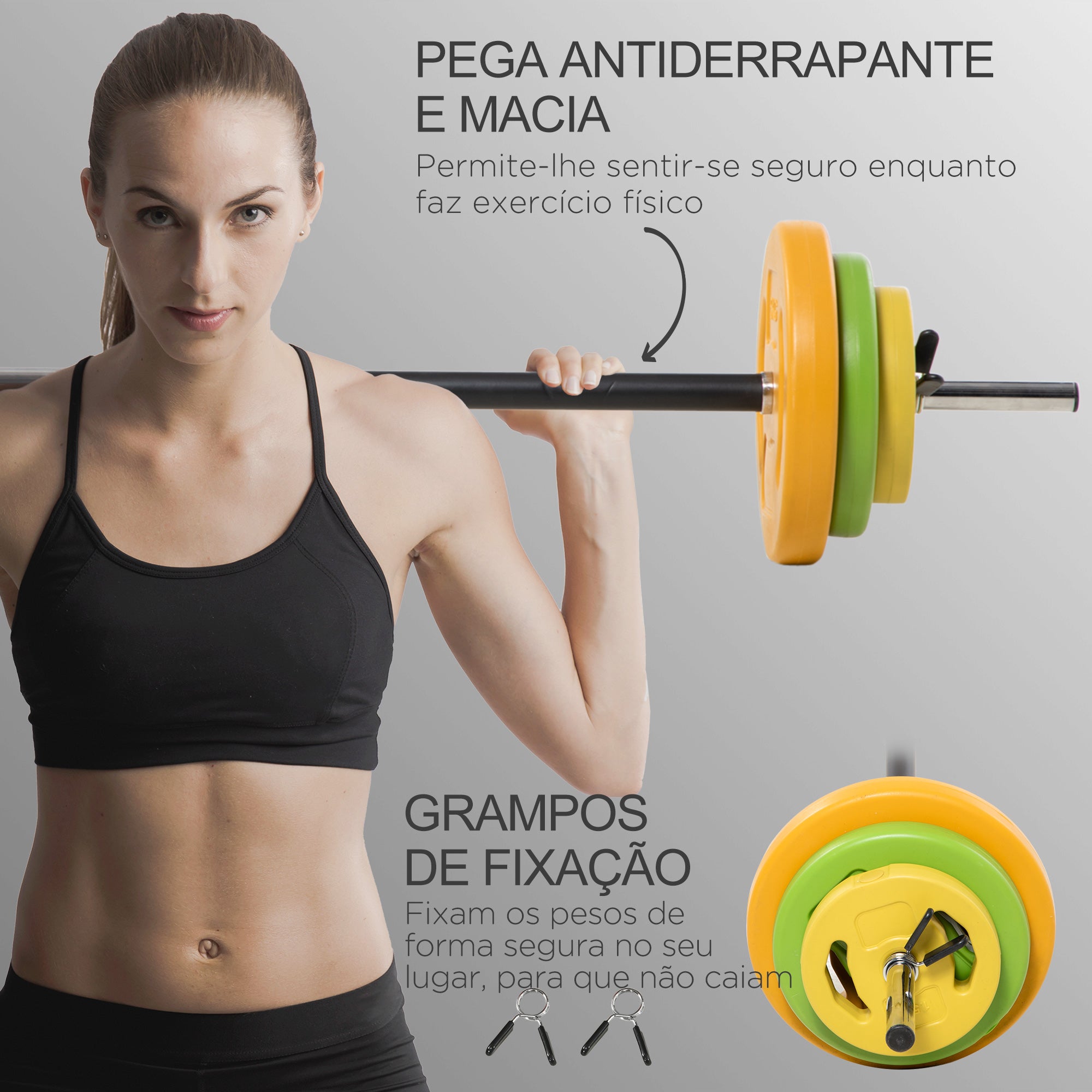 Conjunto de Barra de Pesos 20 kg Multicor 130x28x28 cm