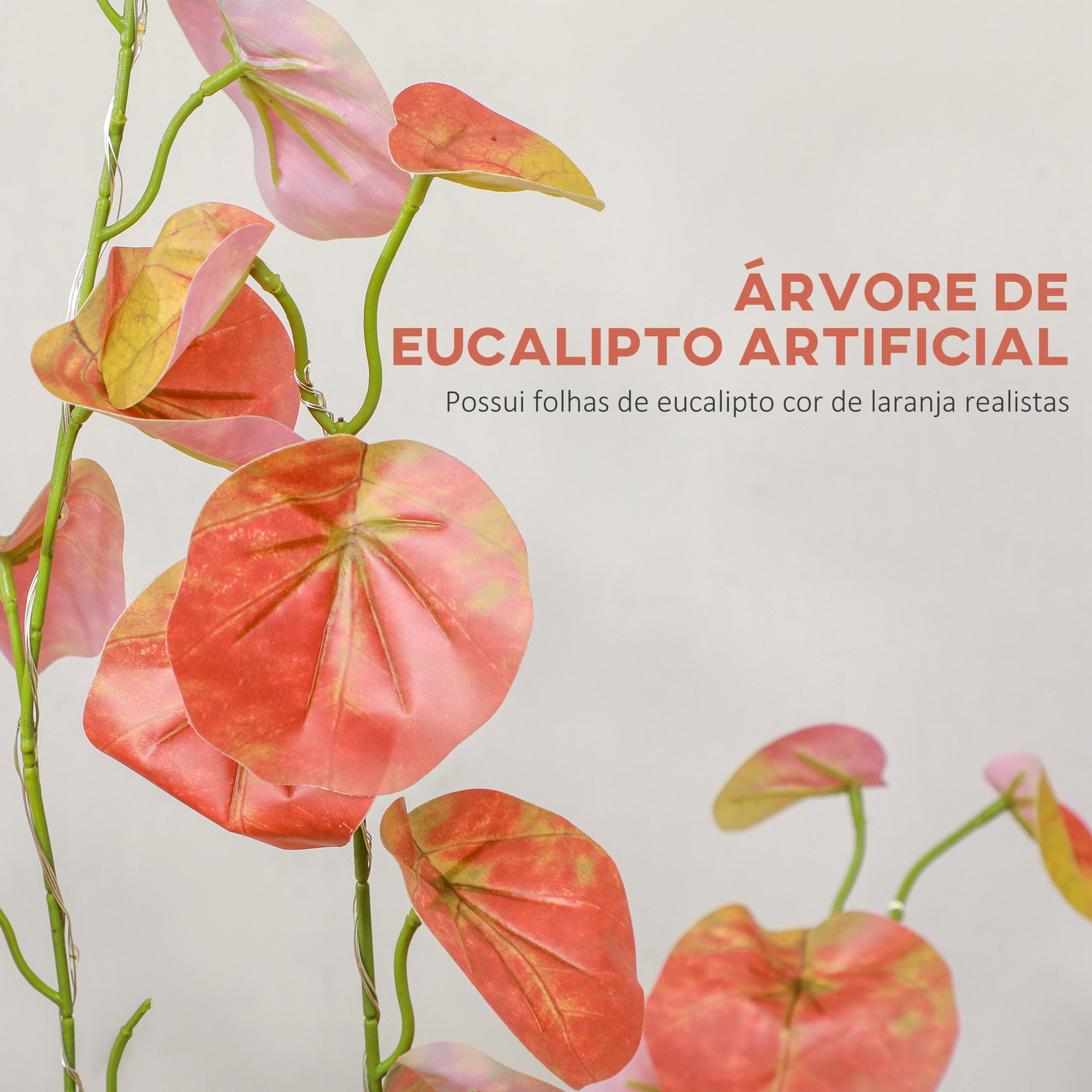 Árvore Artificial de Eucalipto – 150 cm – Laranja e Marrom – PP