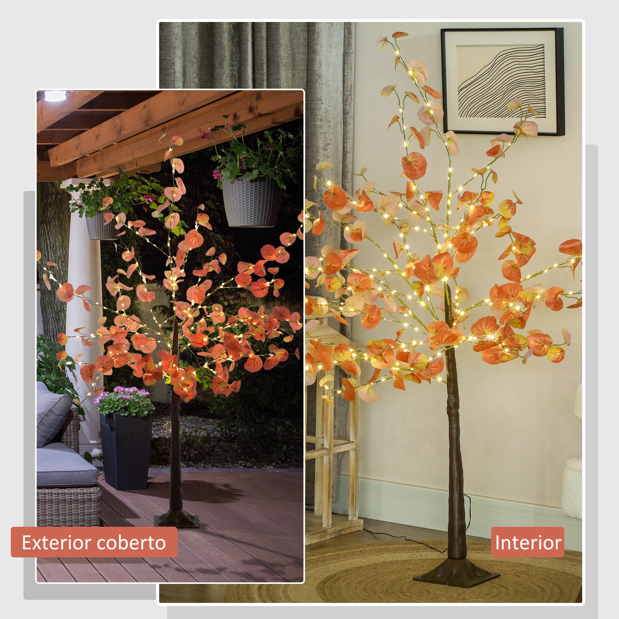 Árvore Artificial de Eucalipto – 150 cm – Laranja e Marrom – PP