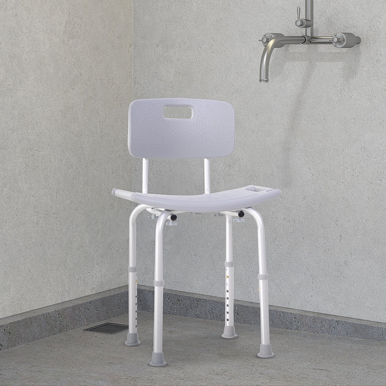 Cadeira de Banho Antiderrapante Cinza Claro 50,6x43x71-88 cm