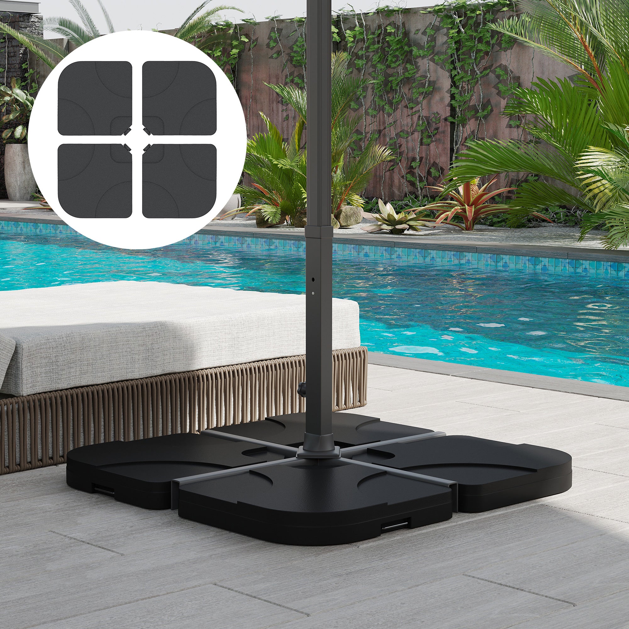Base para Guarda Sol 50x50x7,5cm - Preto