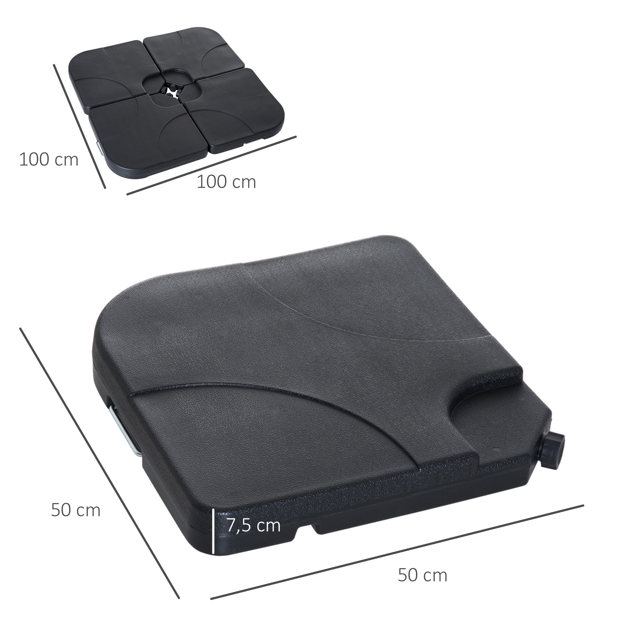 Base para Guarda Sol 50x50x7,5cm - Preto