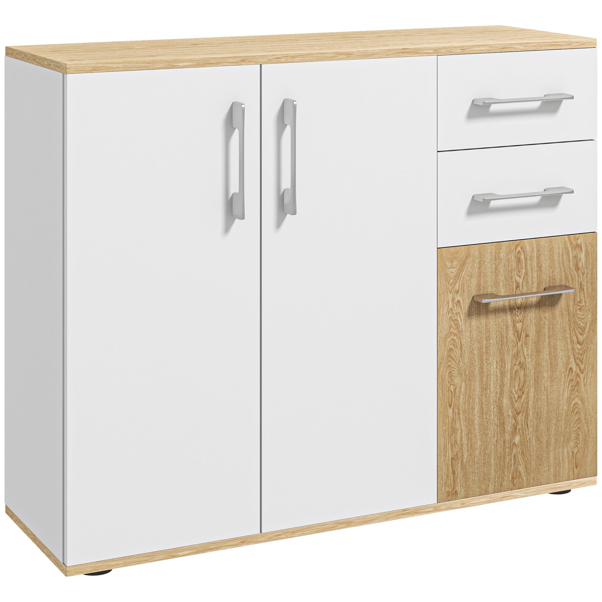 Aparador Moderno com 90x30x75,5 cm - Branco e Madeira