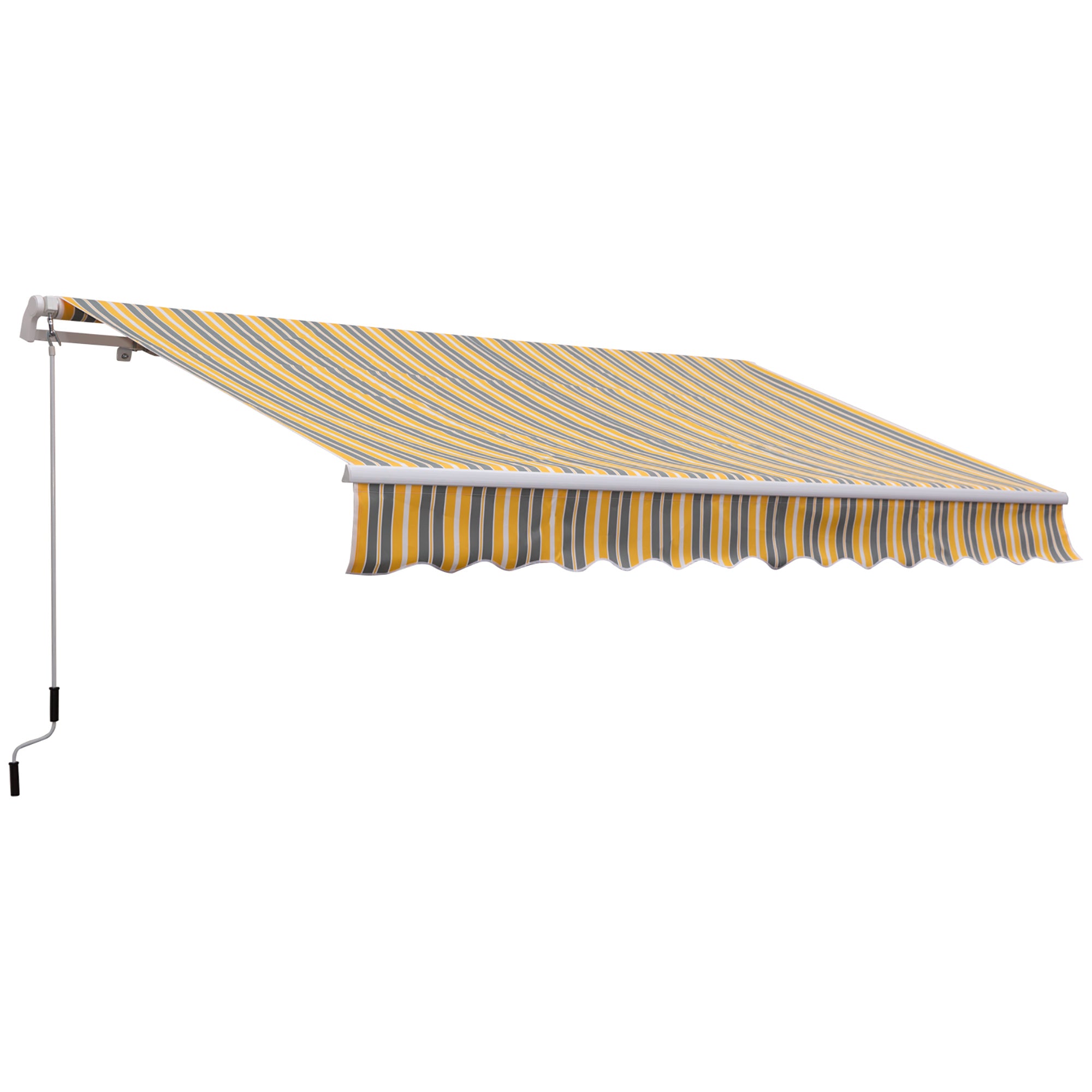 Toldo Manual Amarelo e Cinza 350x250 cm - Proteção Solar UV para Jardim Exterior