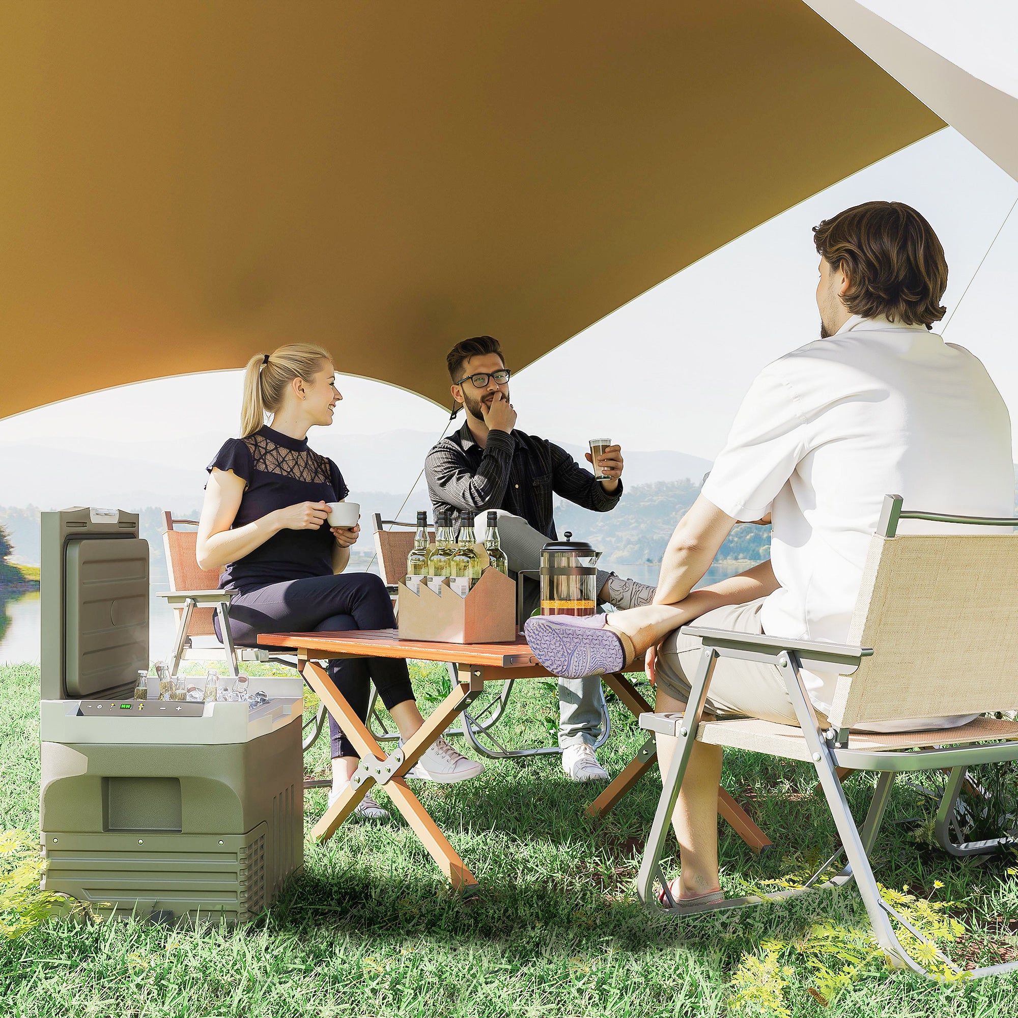 Geleira Portátil Elétrica 30L - Cinzento e Verde 61x39x41,5 cm