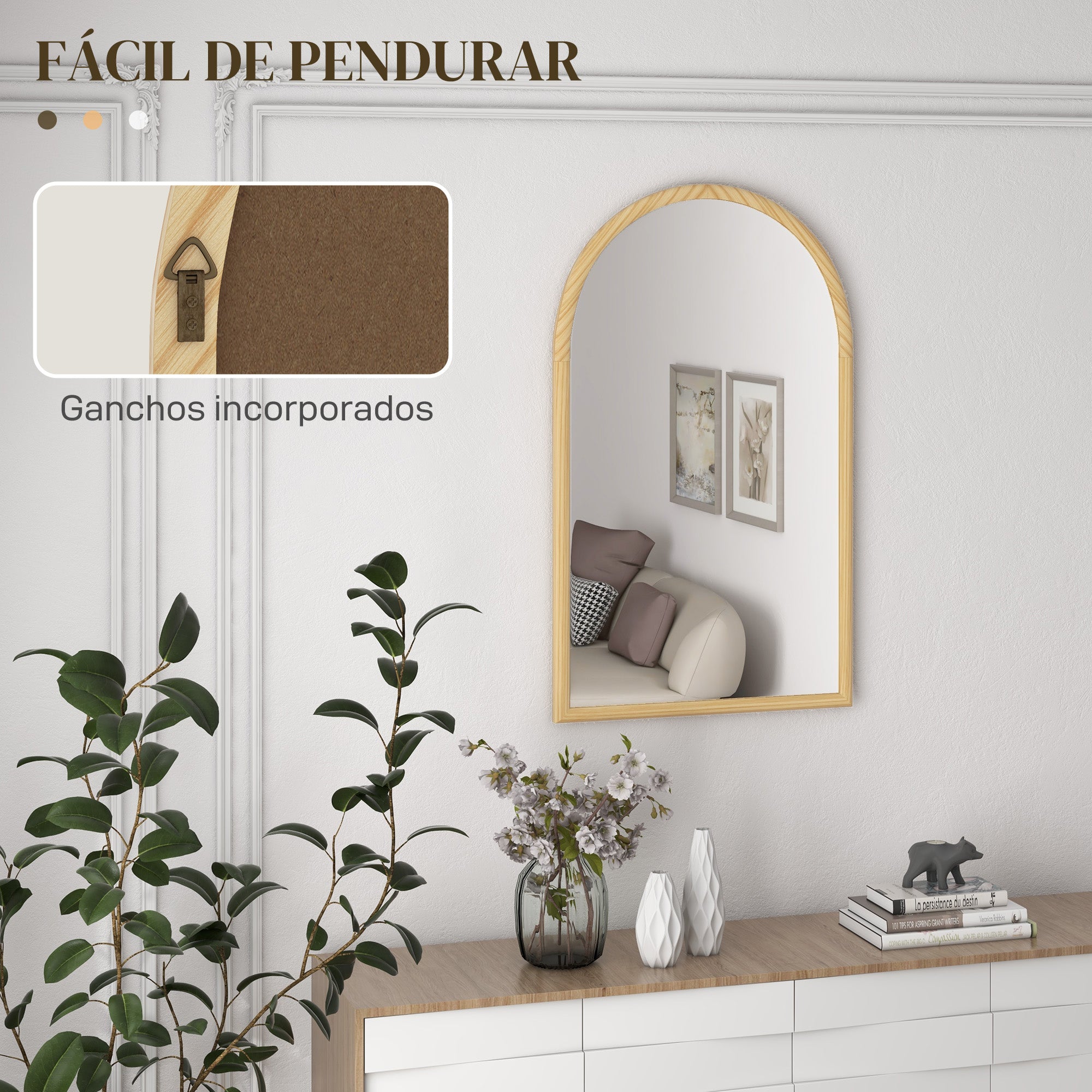 Espelho de Parede 65x110 cm Cor de Madeira Natural