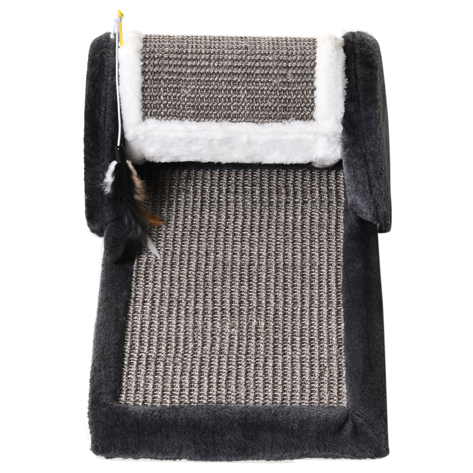 Arranhador para Gatos com Rolo de Sisal 45x25x16 cm - Cinza e Branco