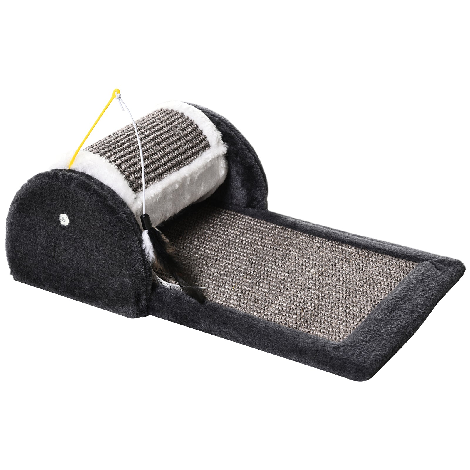 Arranhador para Gatos com Rolo de Sisal 45x25x16 cm - Cinza e Branco
