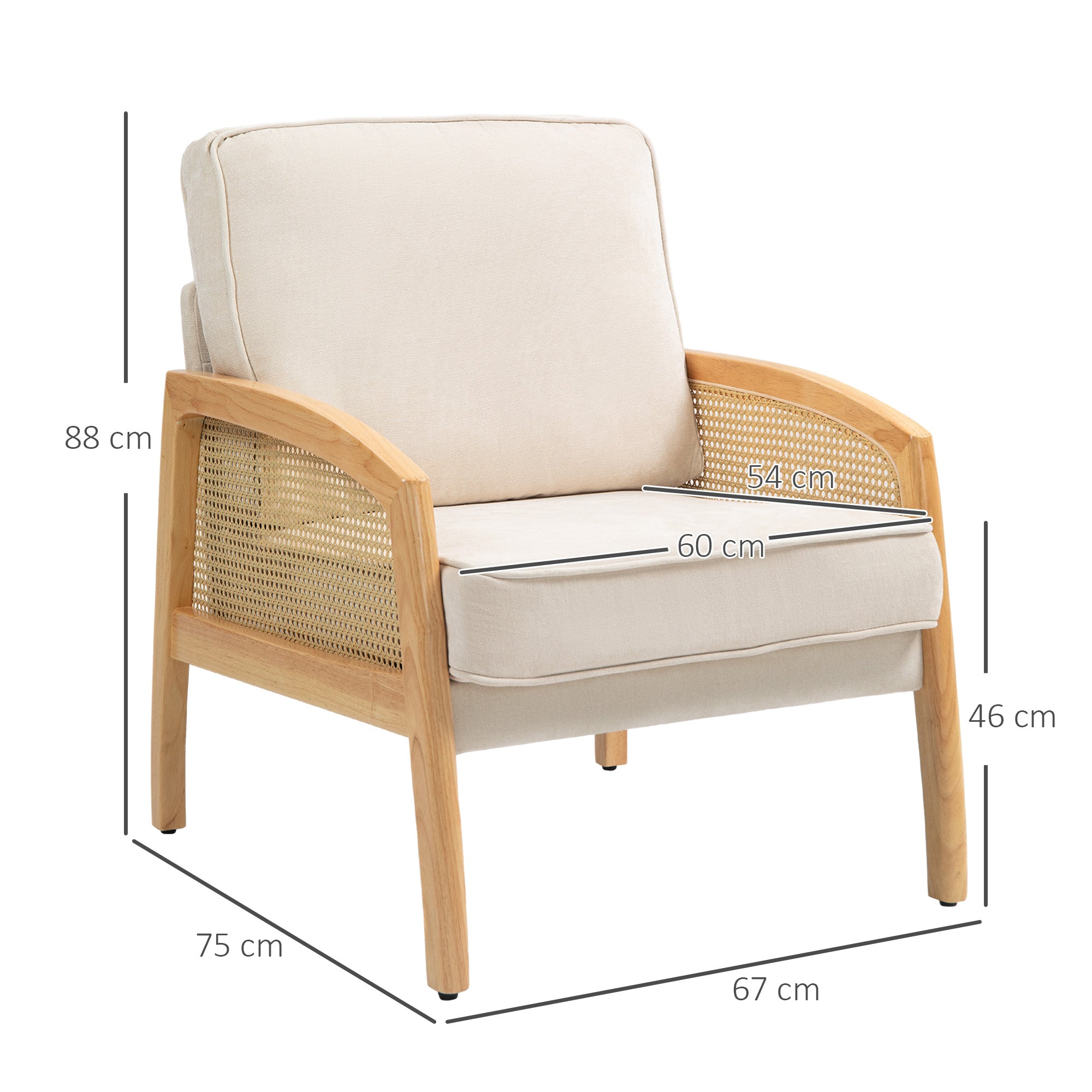Poltrona de Sala de Estar Moderna Bege 67x75x88 cm