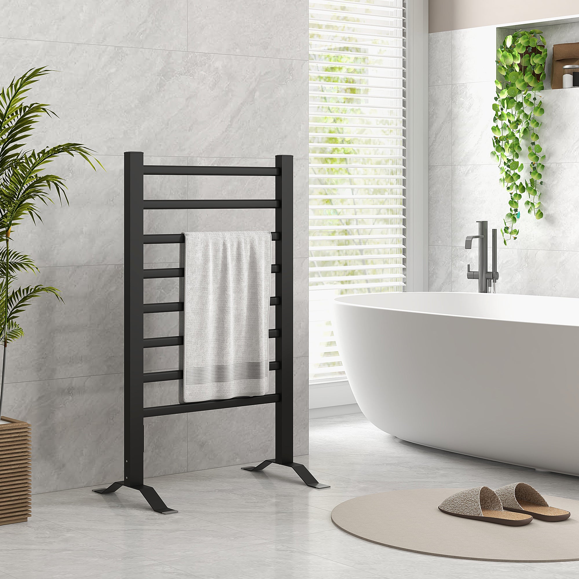 Toalheiro Elétrico 150W Preto 53x35x90 cm - Aquecedor de Toalhas de Alumínio