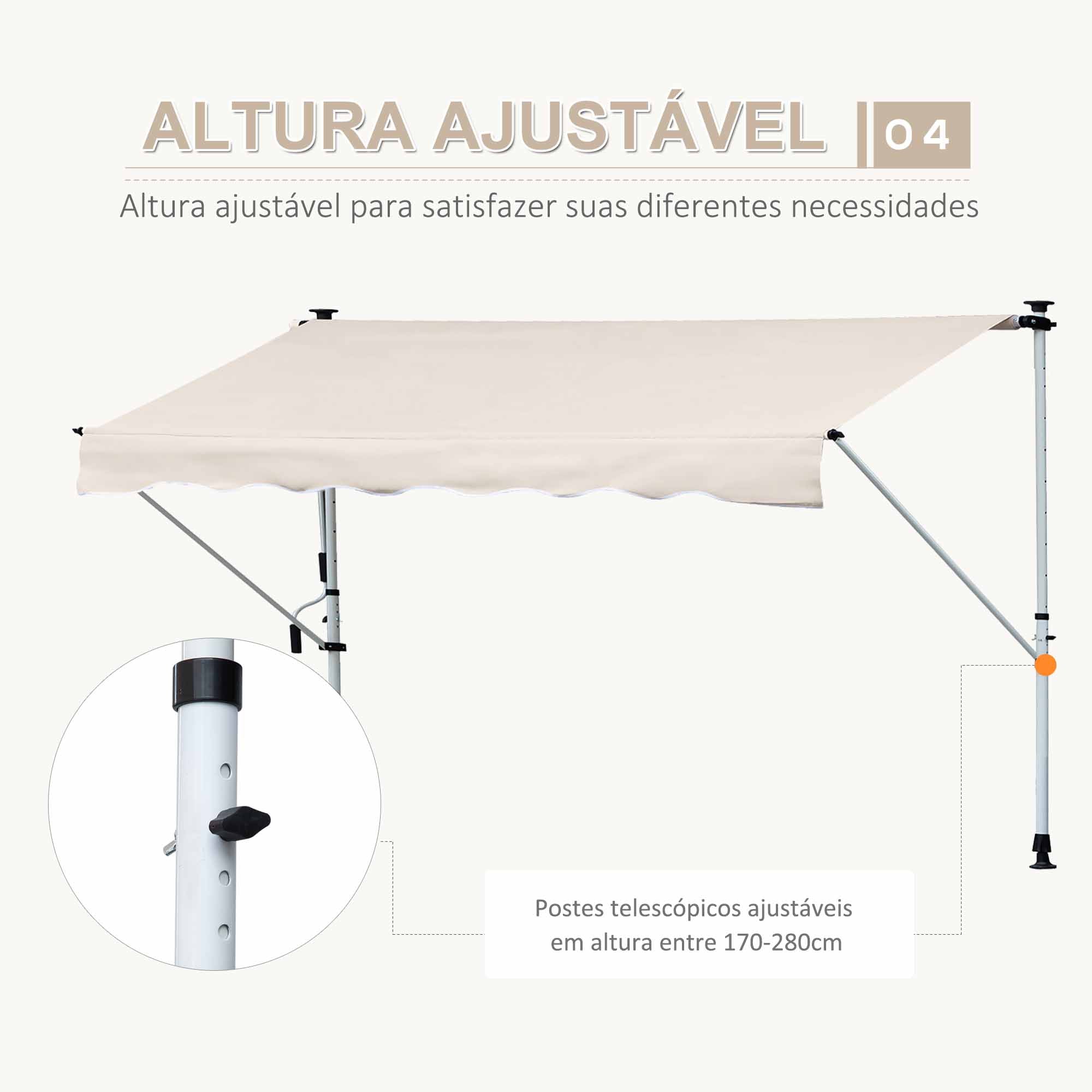 Toldo Retrátil Marrom 400x120x280cm - Proteção Solar para Exterior