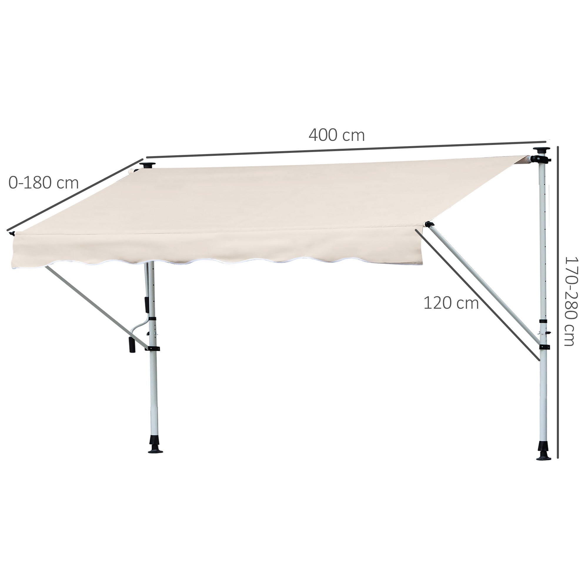 Toldo Retrátil Marrom 400x120x280cm - Proteção Solar para Exterior