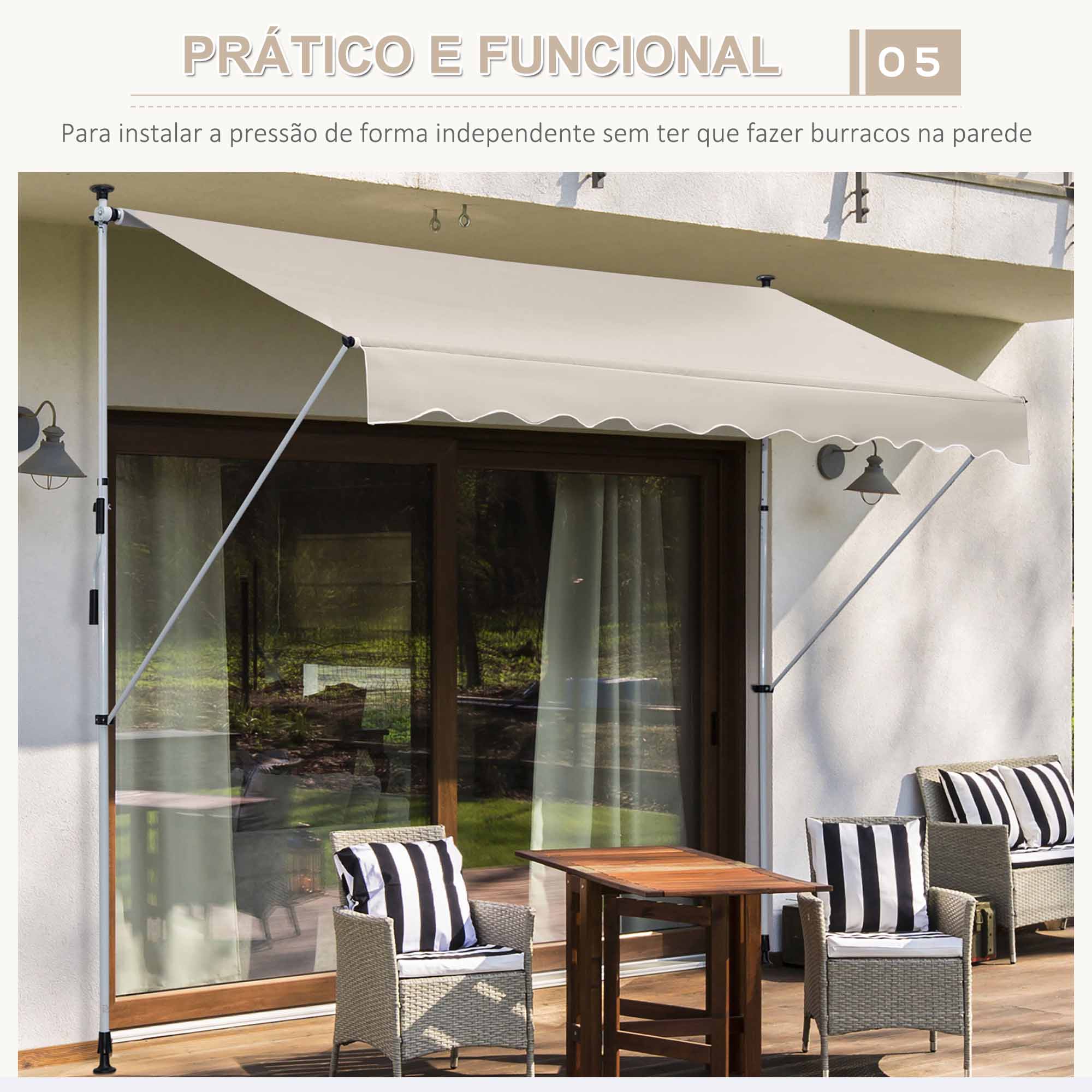 Toldo Retrátil Marrom 400x120x280cm - Proteção Solar para Exterior
