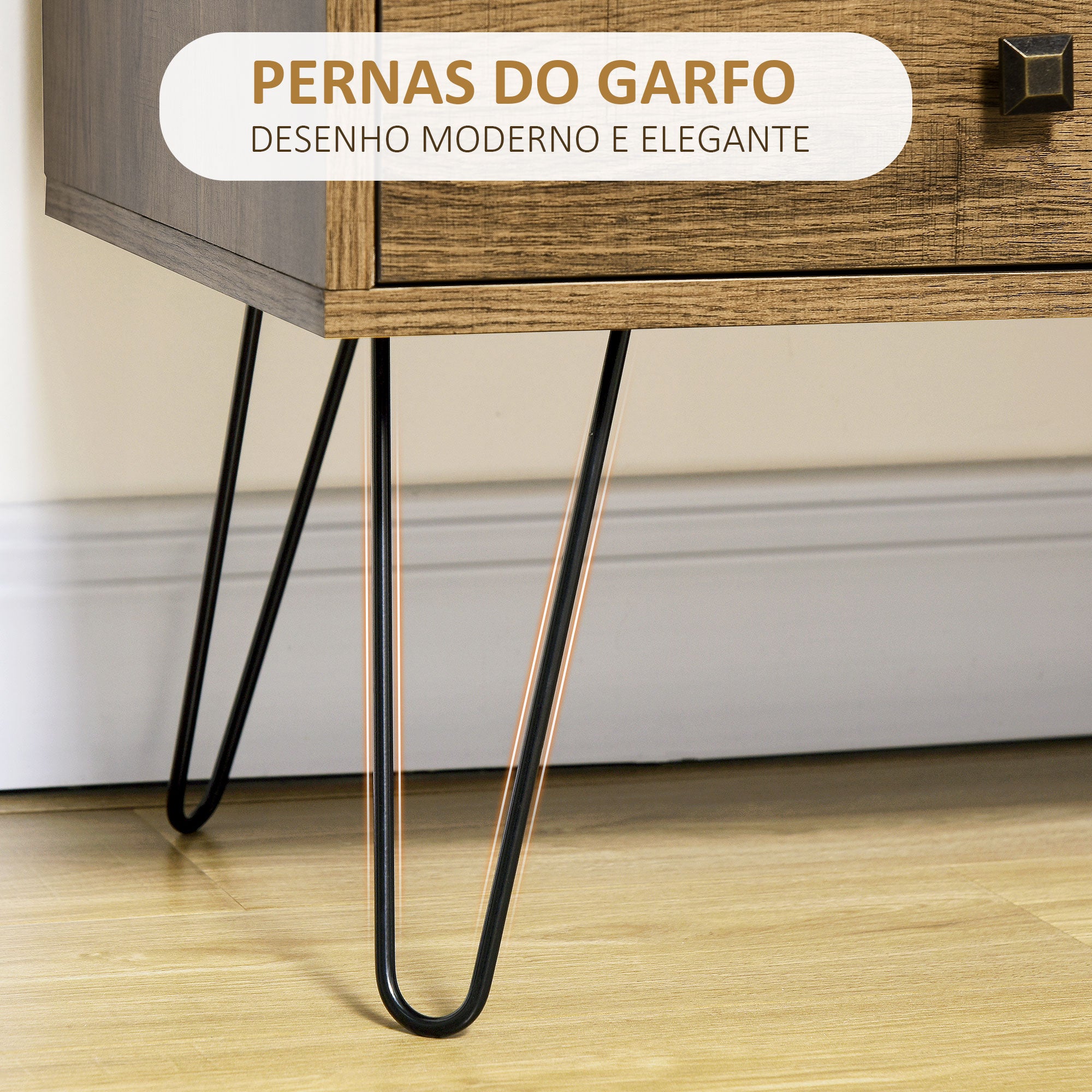 Cómoda de Madeira Marrom 79x39x86cm com Gavetas e Porta