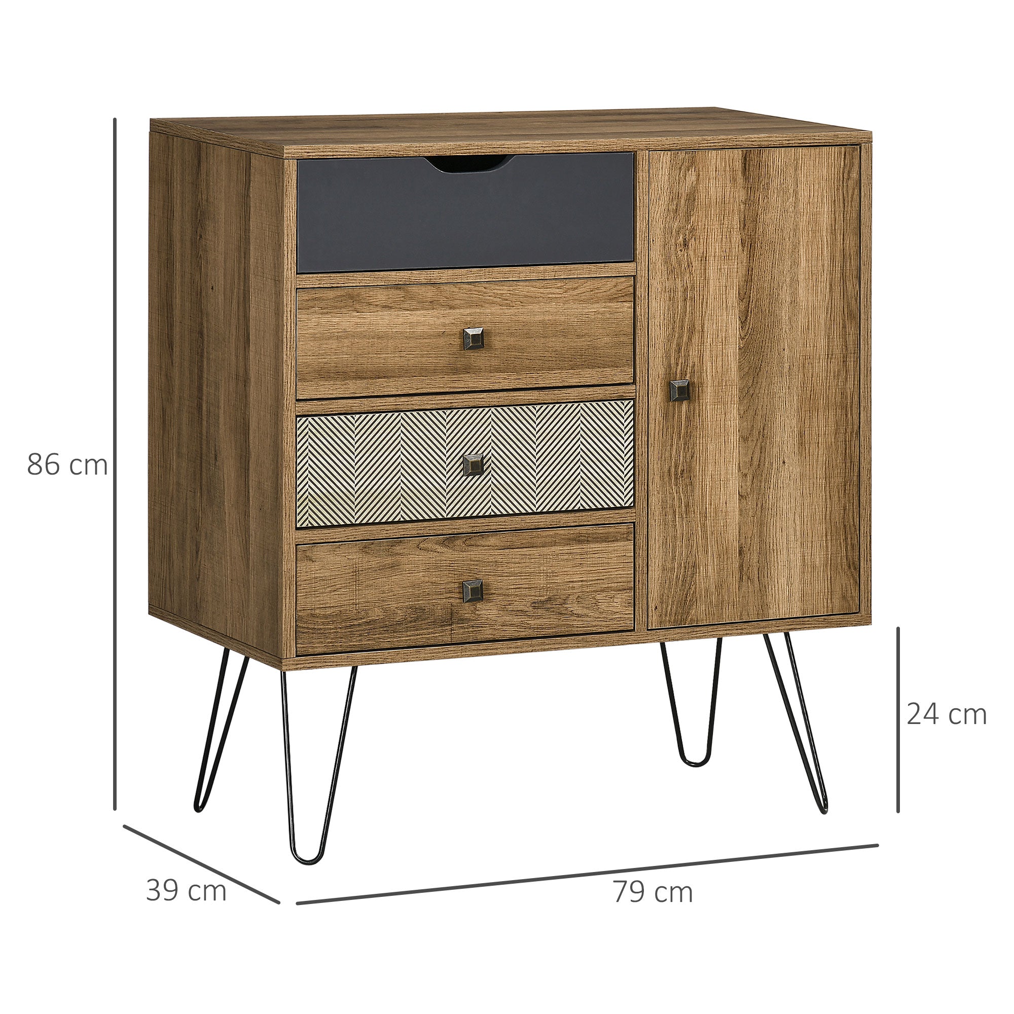 Cómoda de Madeira Marrom 79x39x86cm com Gavetas e Porta