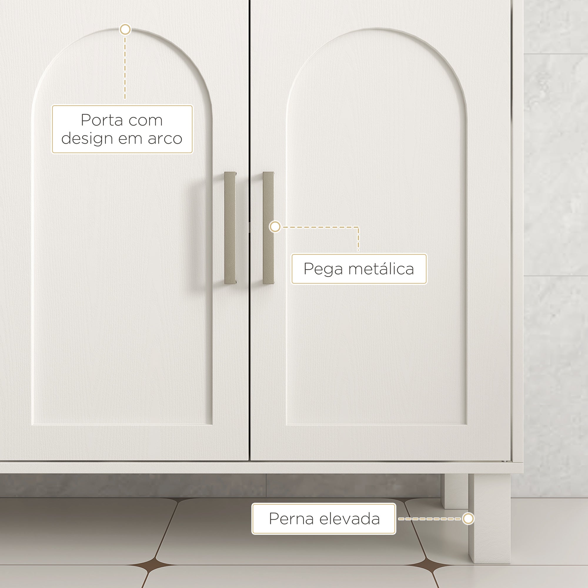 Móvel para Lavatório Suspenso Moderno – 90x30x63 cm – Creme Branco – MDF