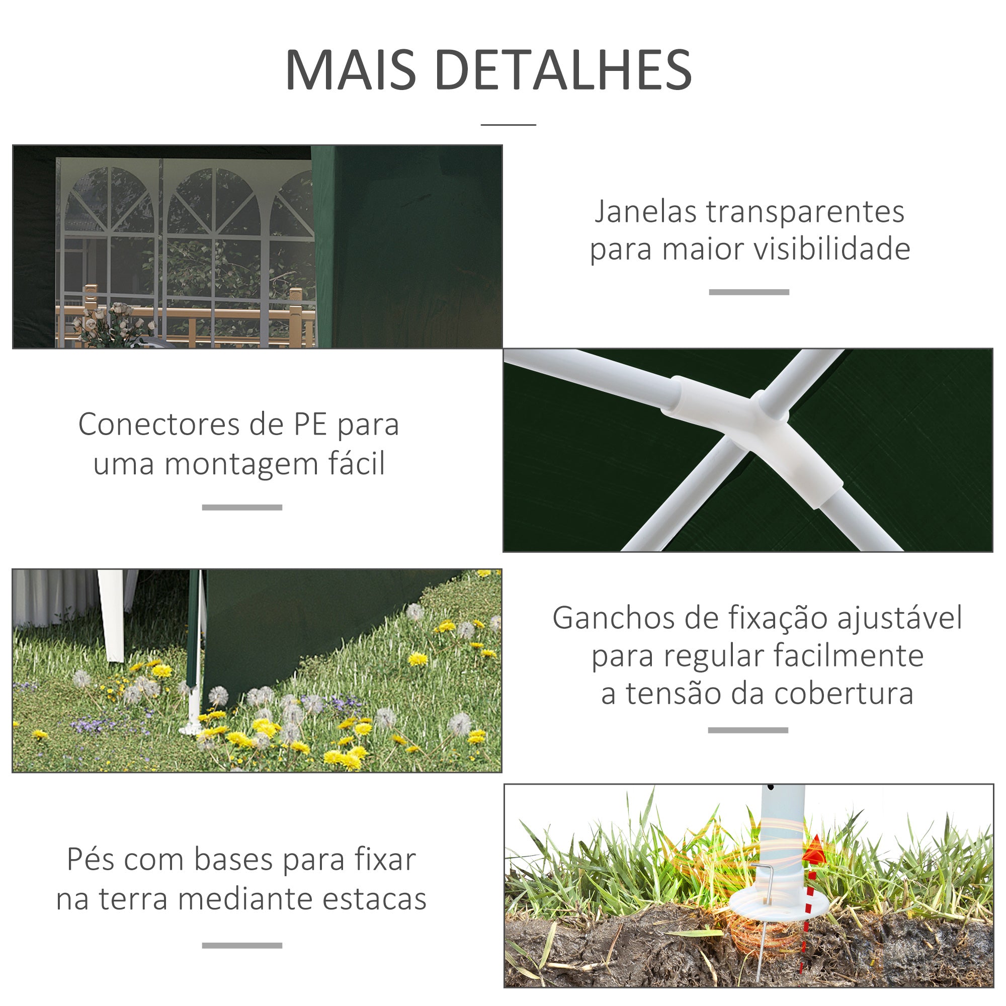 Tenda para Festas Verde 585x295x255 cm com 4 Paredes Laterais e 2 Janelas