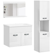 Conjunto de Móveis para Casa de Banho de Parede 3 Peças Branco 30x30x131,5 cm