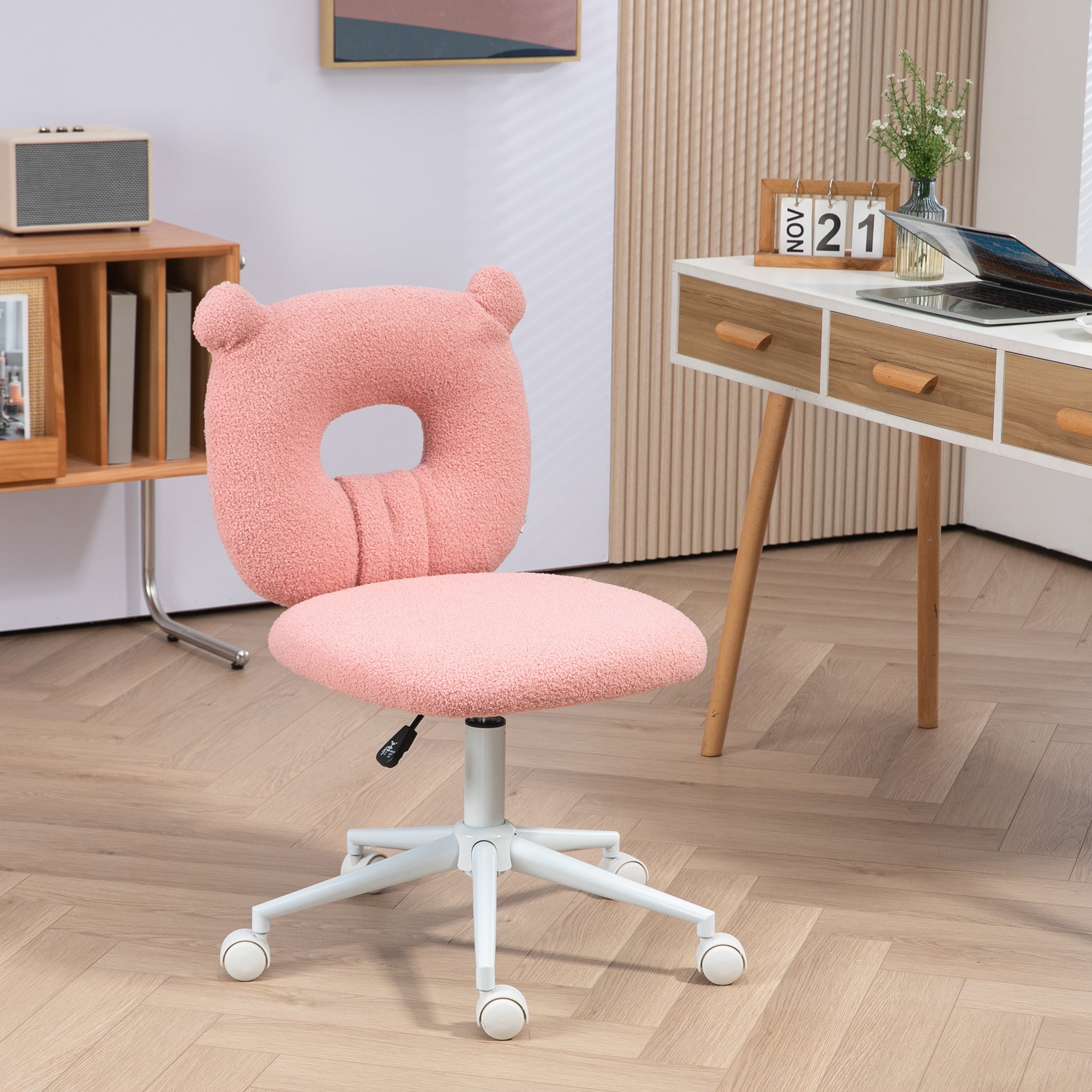 Cadeira Infantil Rosa 50x56x80-90 cm com Encosto em Forma de Urso
