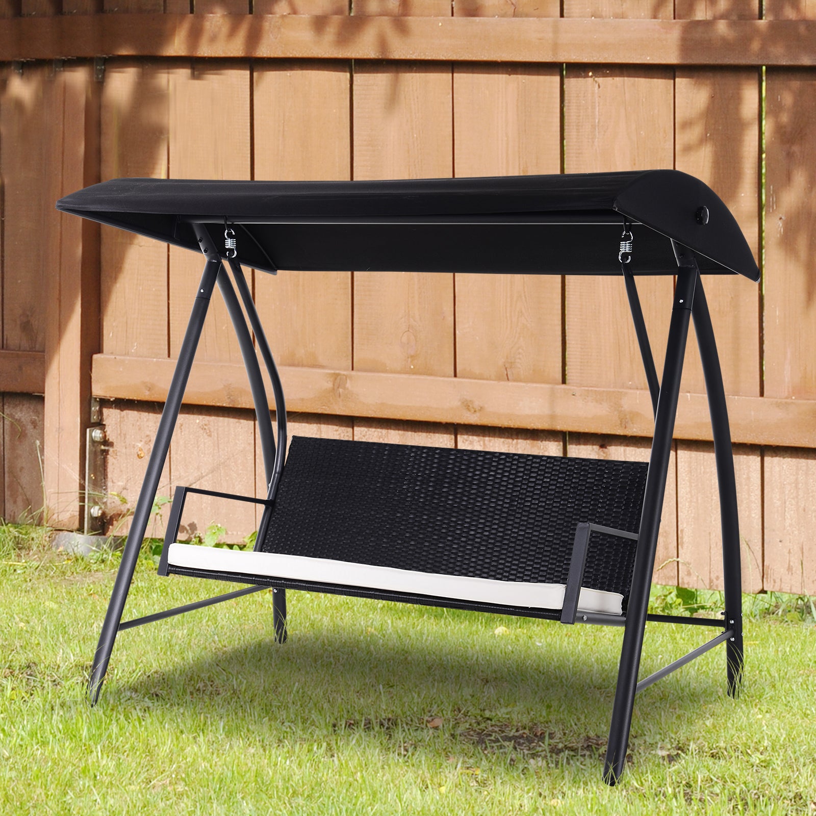 Baloiço de Jardim Vime PE Preto 198x124x179cm