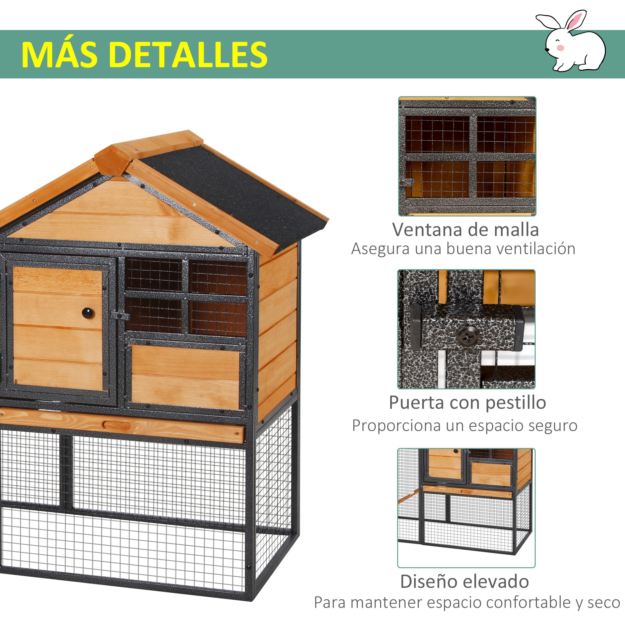 Gaiola Exterior para Pequenos Animais 2 Níveis 122x63x92 cm - Light Yellow
