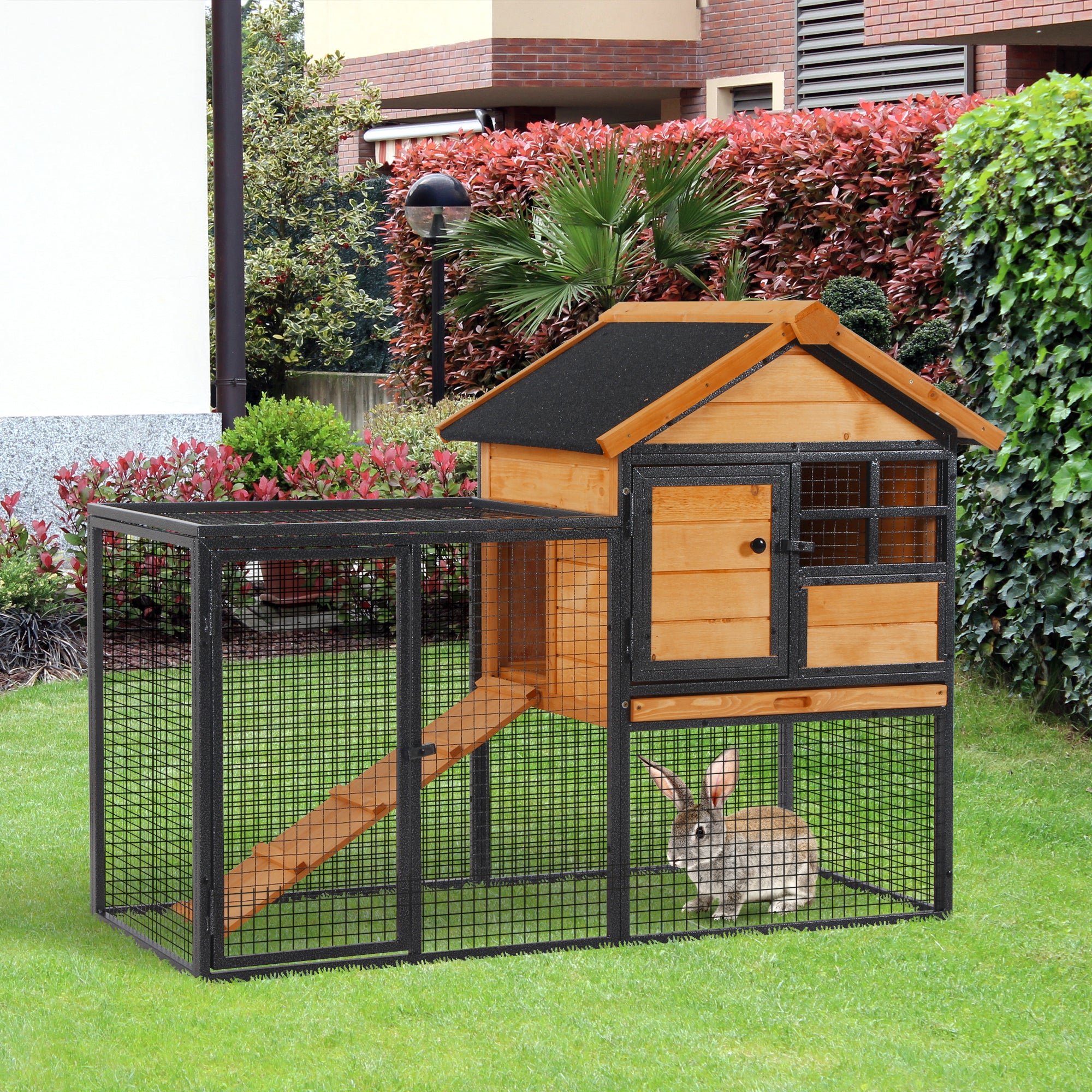Gaiola Exterior para Pequenos Animais 2 Níveis 122x63x92 cm - Light Yellow