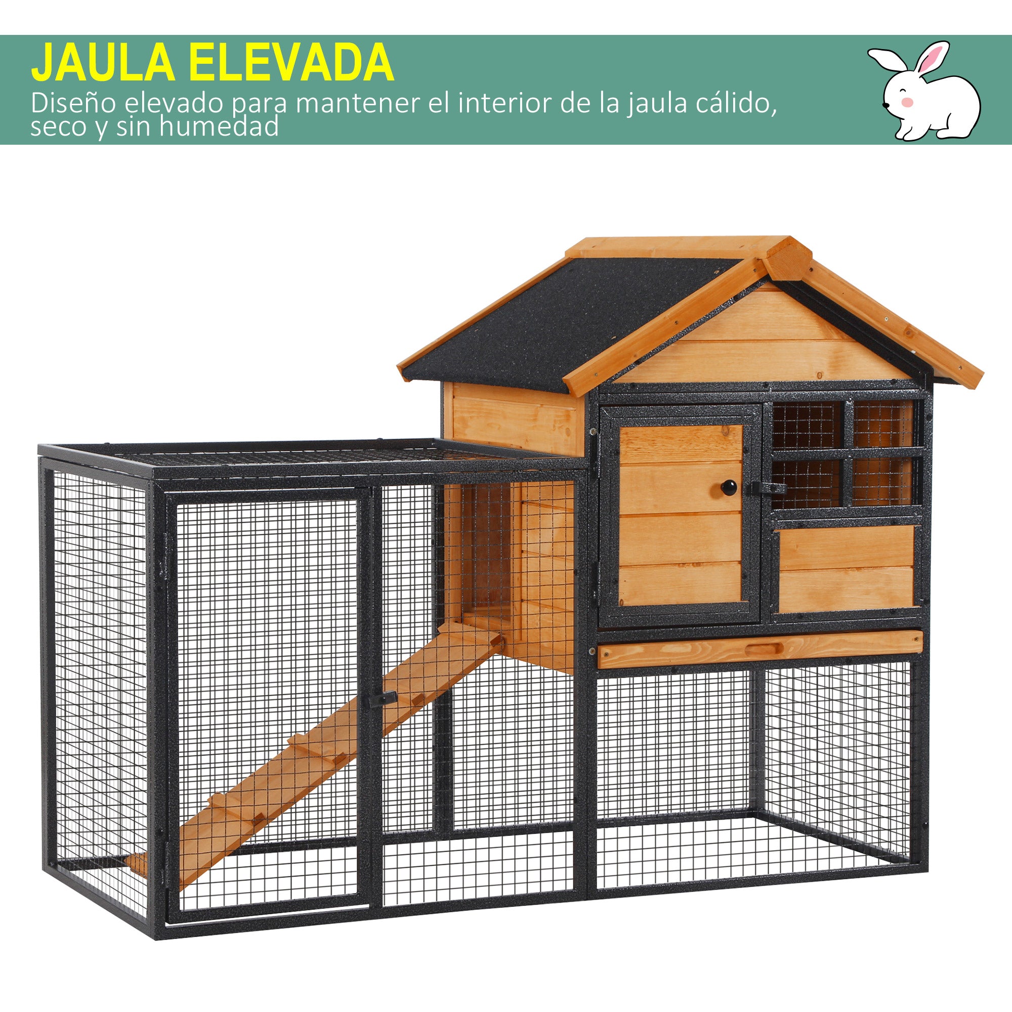 Gaiola Exterior para Pequenos Animais 2 Níveis 122x63x92 cm - Light Yellow