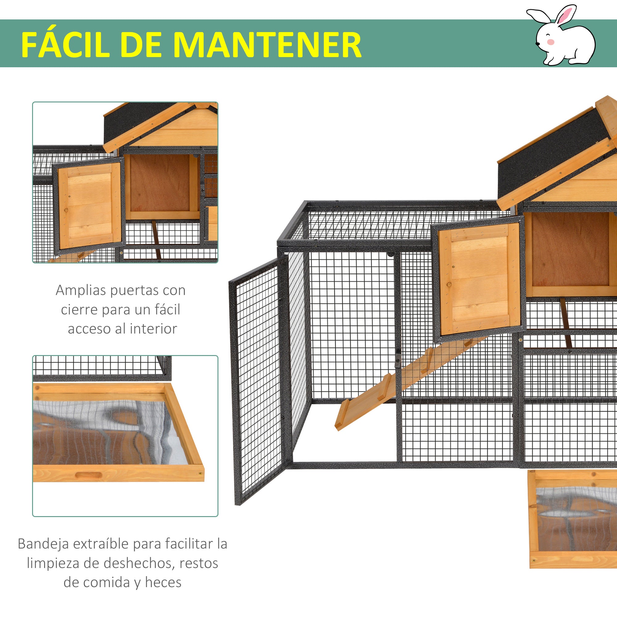 Gaiola Exterior para Pequenos Animais 2 Níveis 122x63x92 cm - Light Yellow
