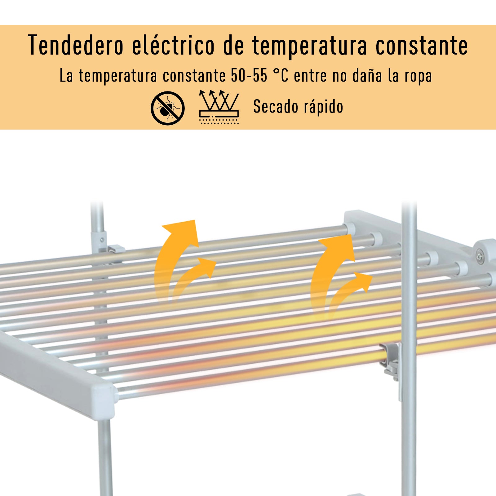 Varal Elétrico Dobrável 3 Níveis 30 Barras Alumínio Quente Prata 73x67x144cm