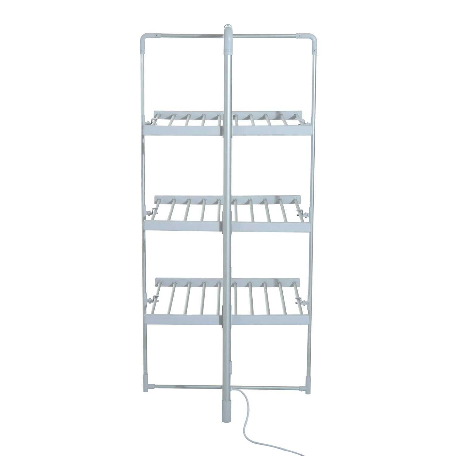 Varal Elétrico Dobrável 3 Níveis 30 Barras Alumínio Quente Prata 73x67x144cm