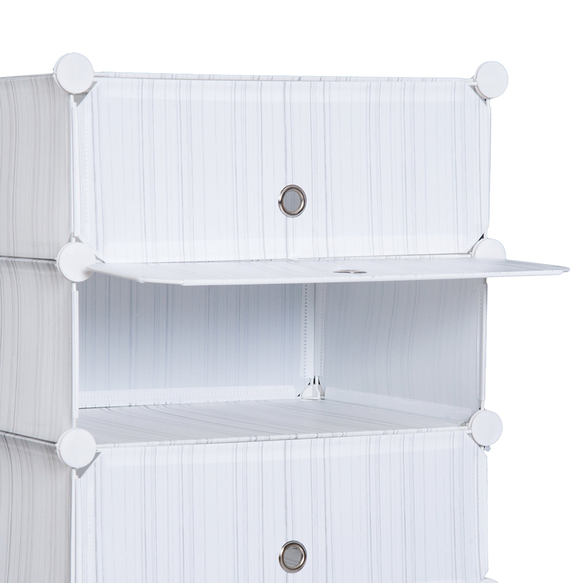 Armário Modular Plástico Estante 5 Baldes 49x37x108 cm - Branco e Cinza