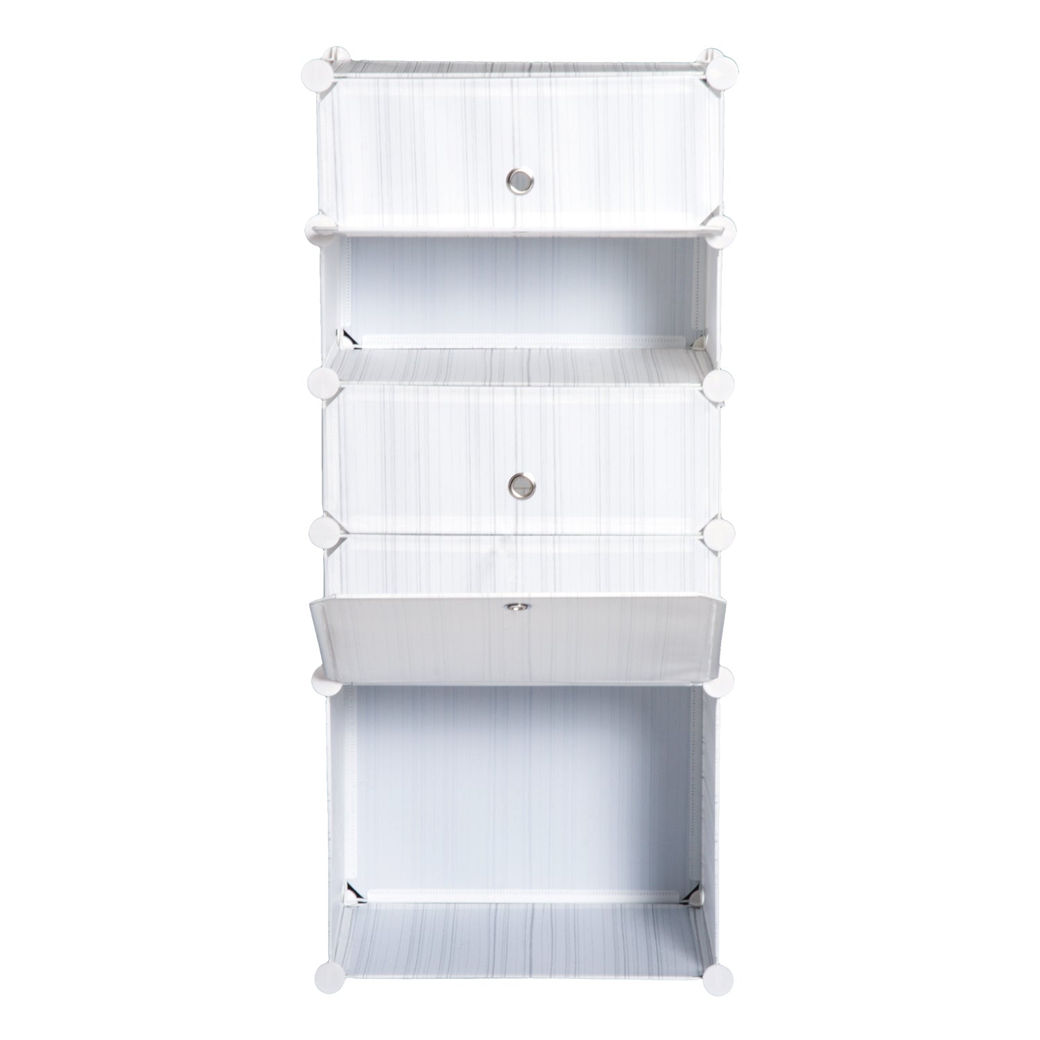 Armário Modular Plástico Estante 5 Baldes 49x37x108 cm - Branco e Cinza