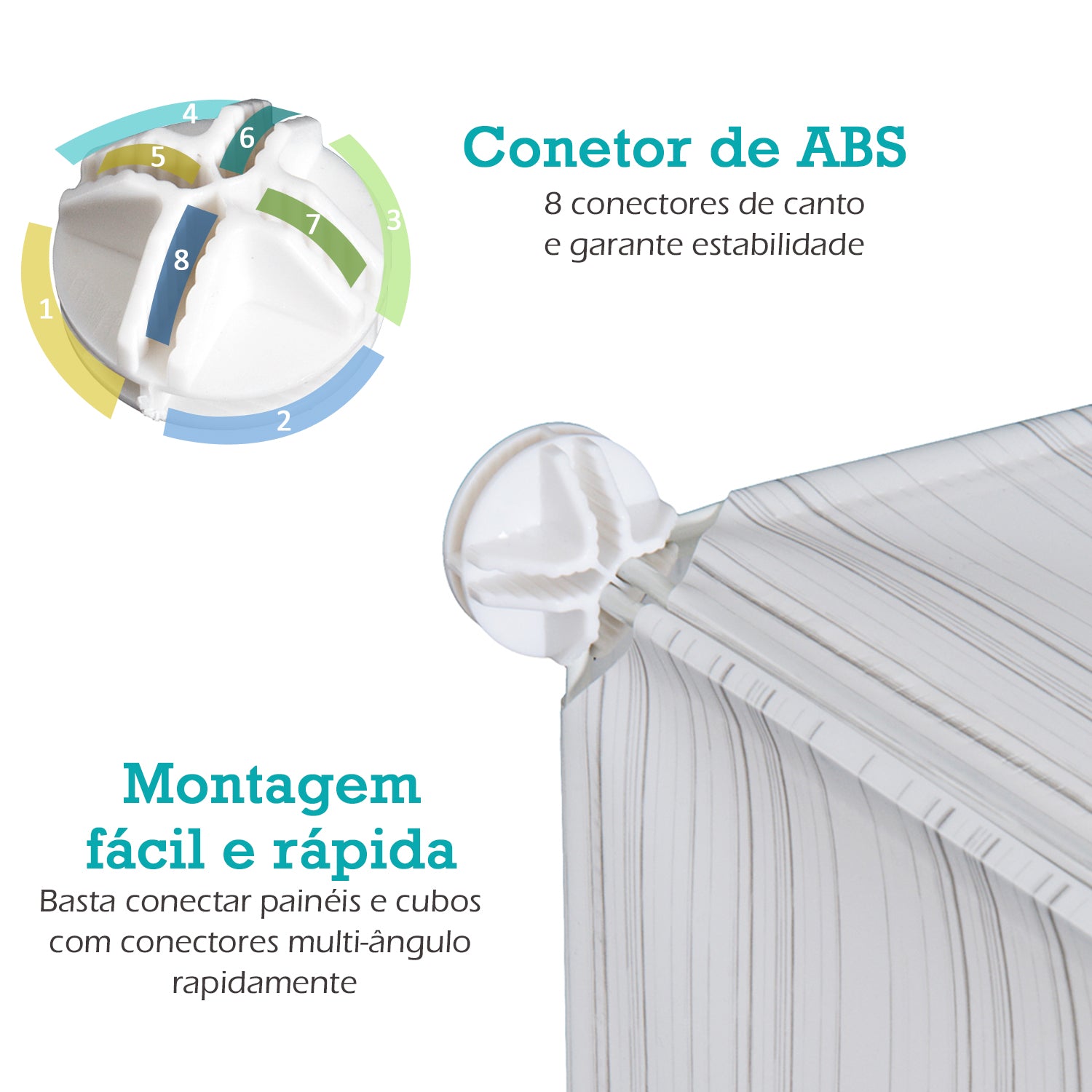 Armário Modular Plástico Estante 5 Baldes 49x37x108 cm - Branco e Cinza