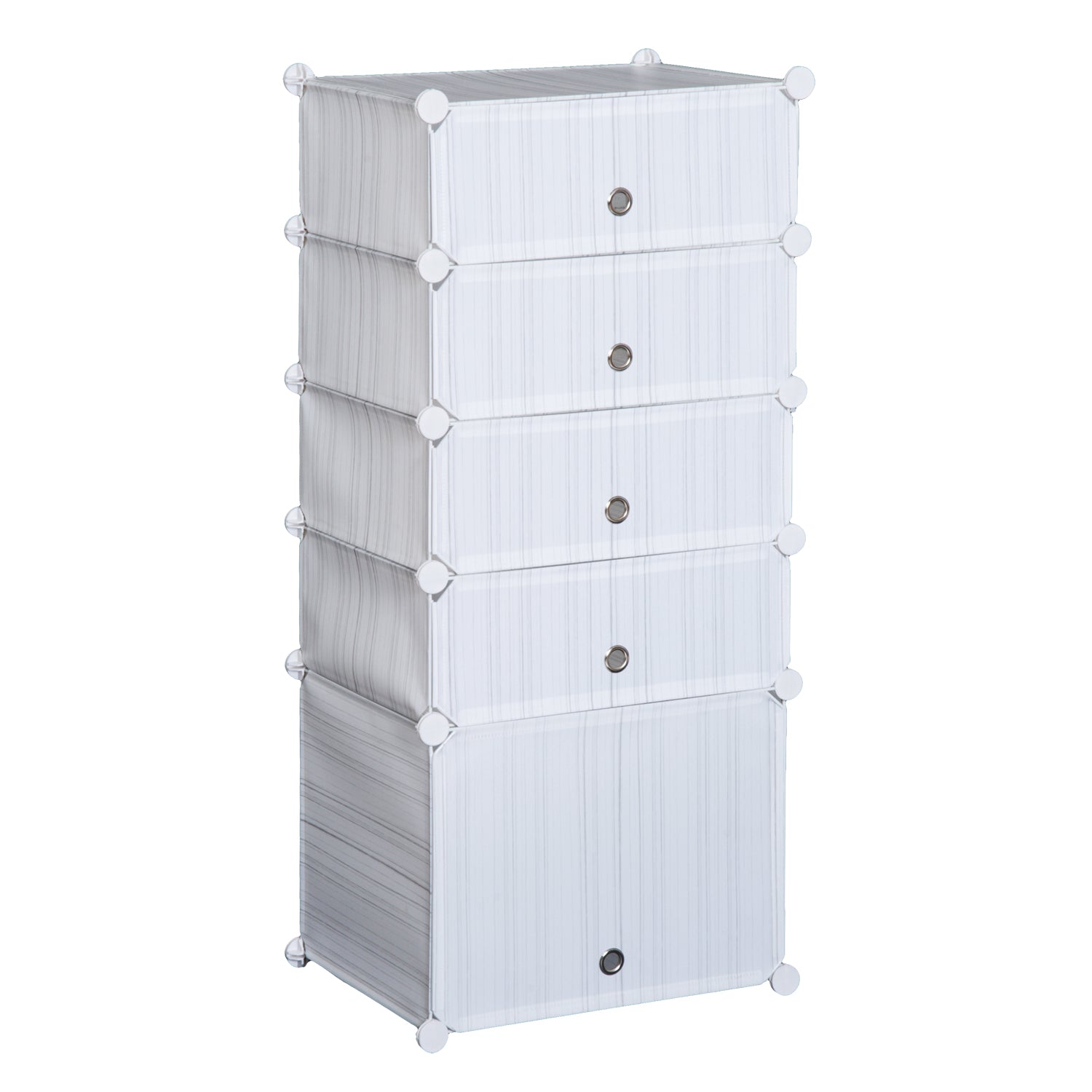 Armário Modular Plástico Estante 5 Baldes 49x37x108 cm - Branco e Cinza