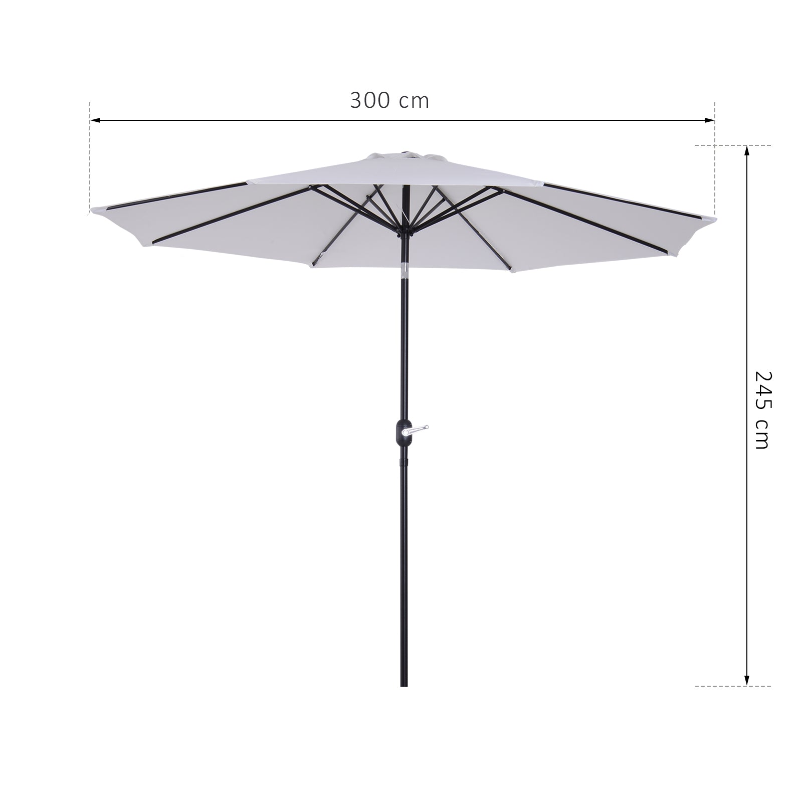 Guarda-Sol de Jardim – Ø295x250cm – Branco – Metal e poliéster