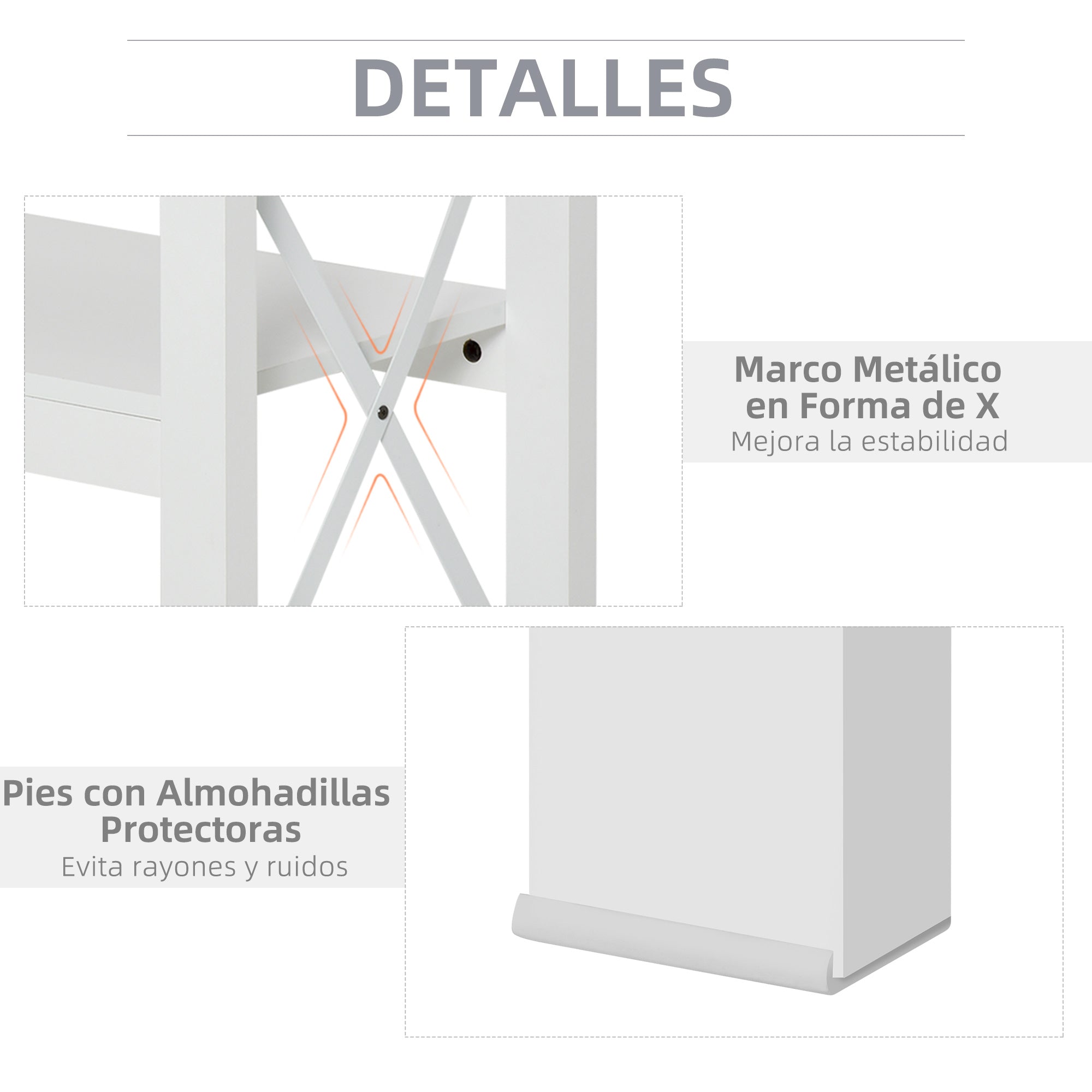 Mesa de Console Moderna com 2 Gavetas e Prateleiras 105x40x76 cm - Branco