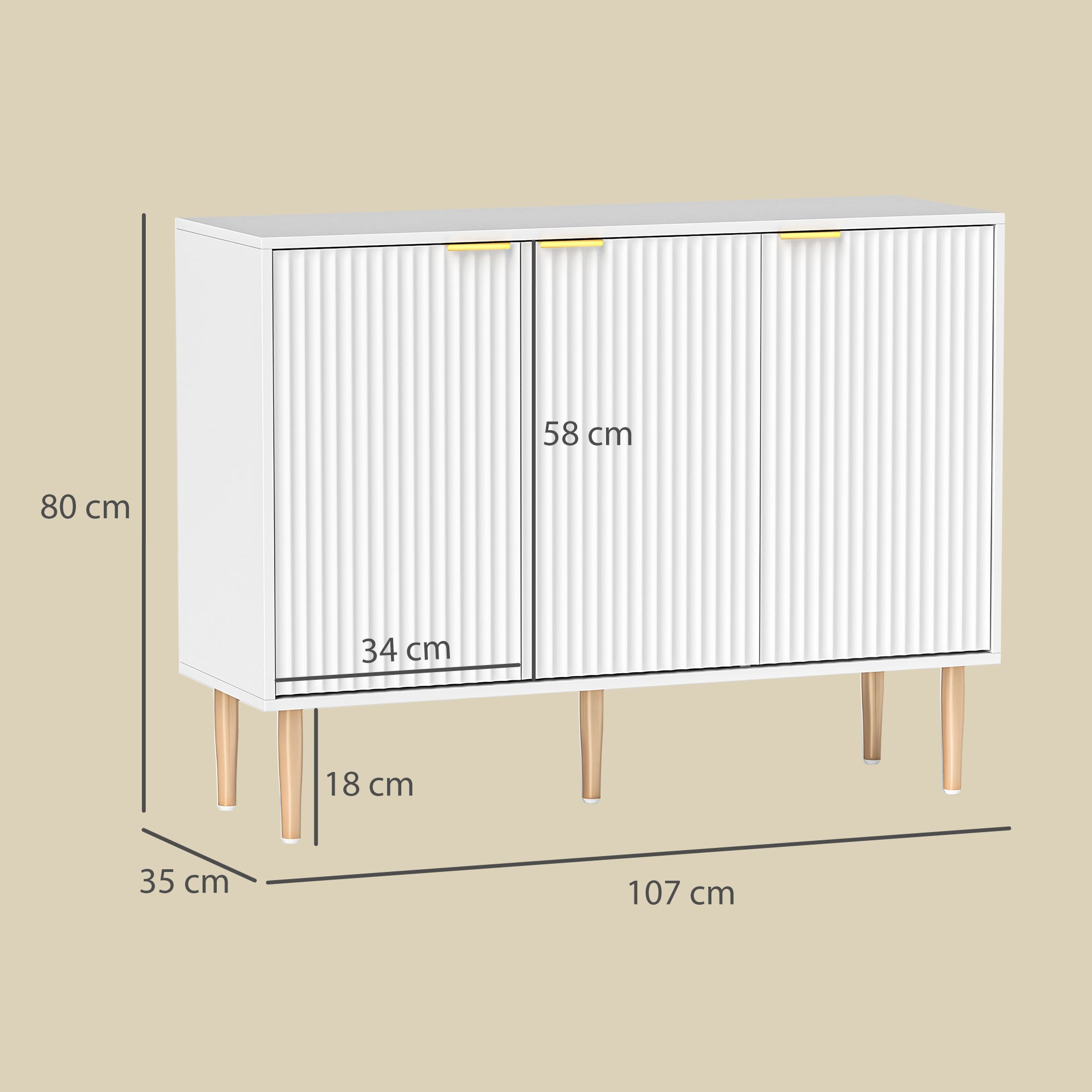 Aparador de Sala de Estar 107x35x80 cm Branco