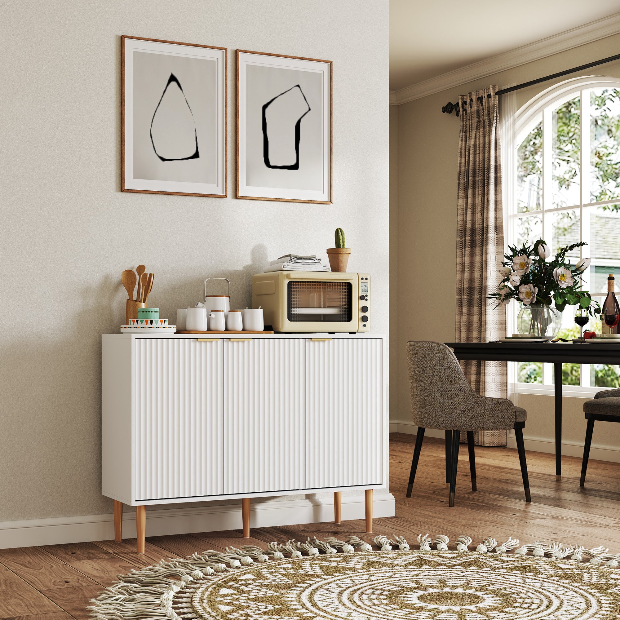 Aparador de Sala de Estar 107x35x80 cm Branco