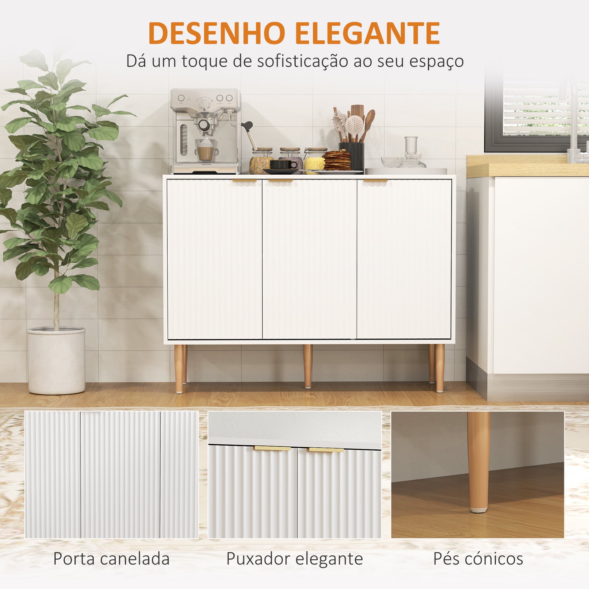 Aparador de Sala de Estar 107x35x80 cm Branco
