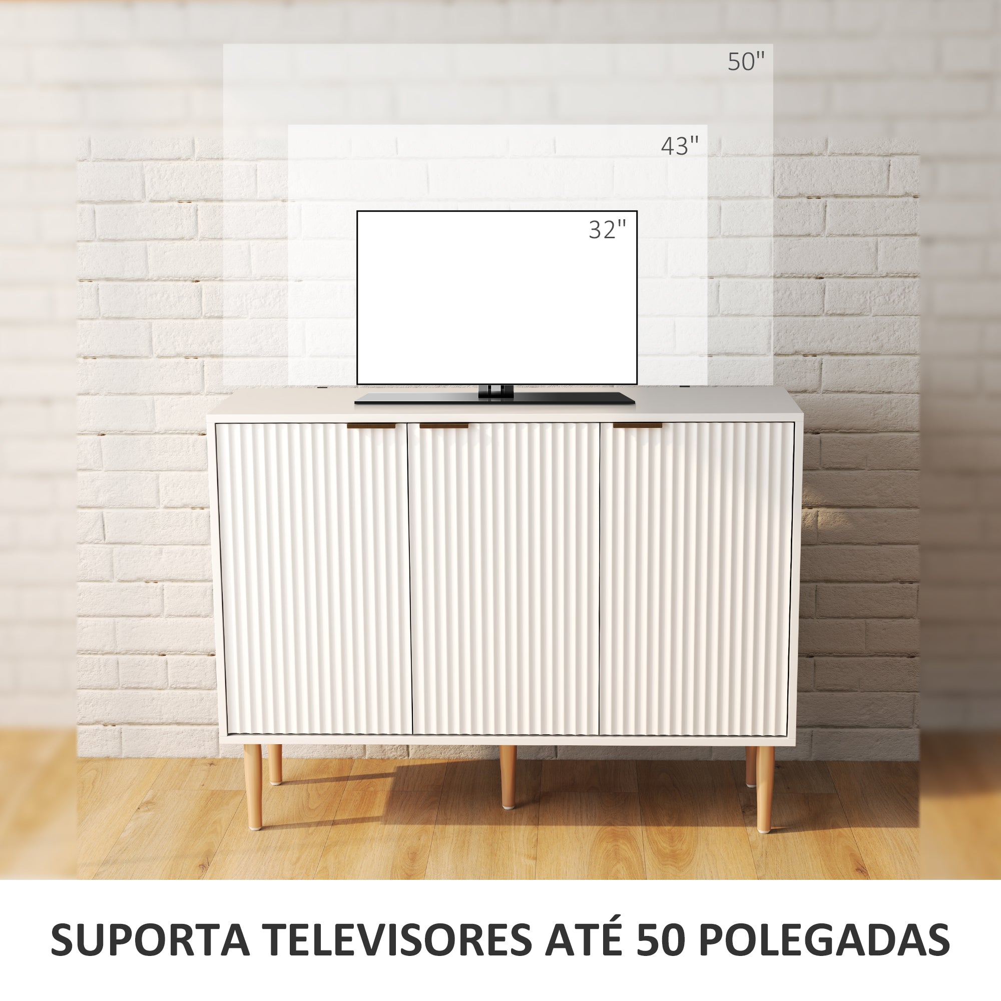 Aparador de Sala de Estar 107x35x80 cm Branco