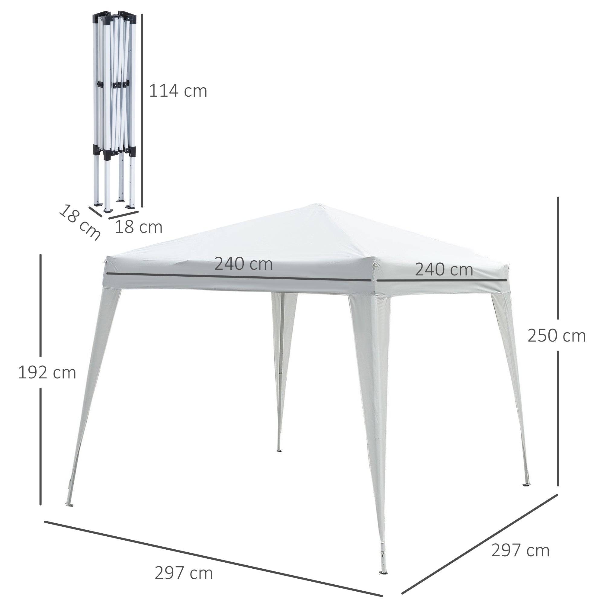 Tenda Dobrável 297x297x250 cm em Aço e Oxford - Branco