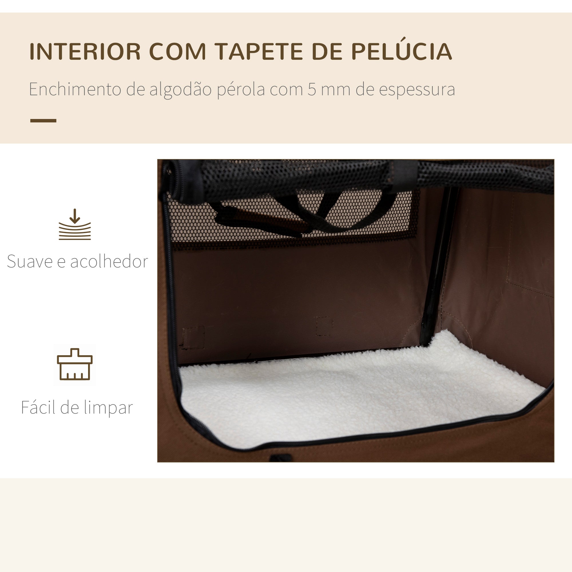 Transportadora para Animais de Estimação 60x41x41cm - Marrom