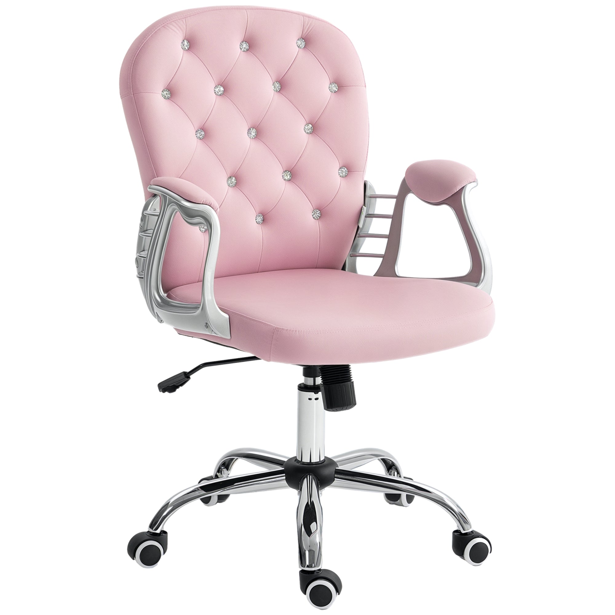 Cadeira de Escritório Estofada em Veludo Rosa 59,5x60,5x93-103 cm