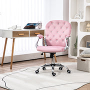 Cadeira de Escritório Estofada em Veludo Rosa 59,5x60,5x93-103 cm