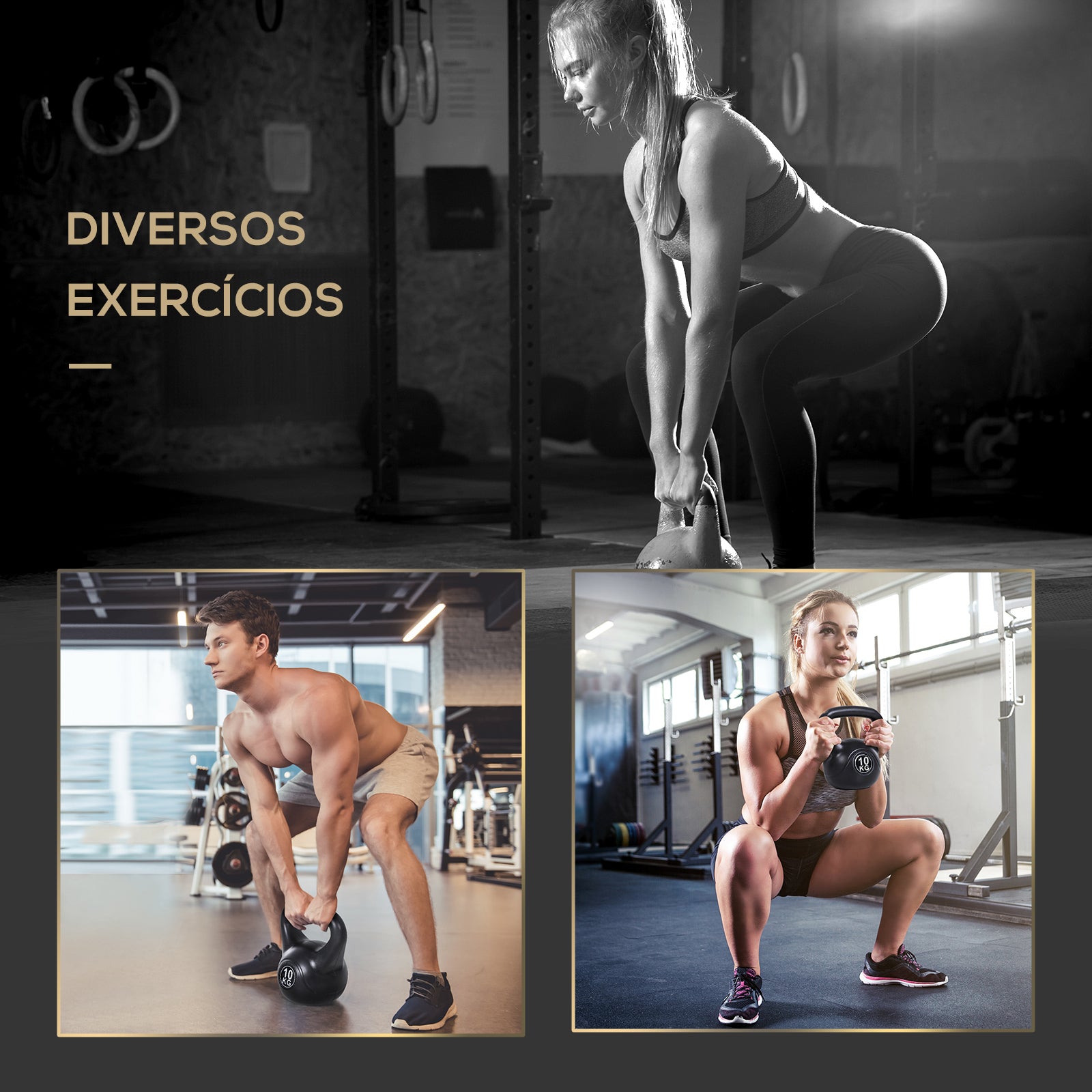 Kettlebell Preenchido de Areia – 25x19x28 cm – Preto – PVC