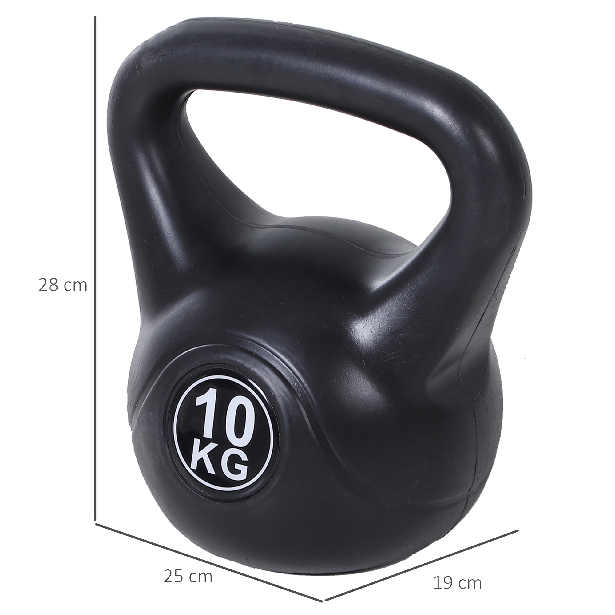 Kettlebell Preenchido de Areia – 25x19x28 cm – Preto – PVC