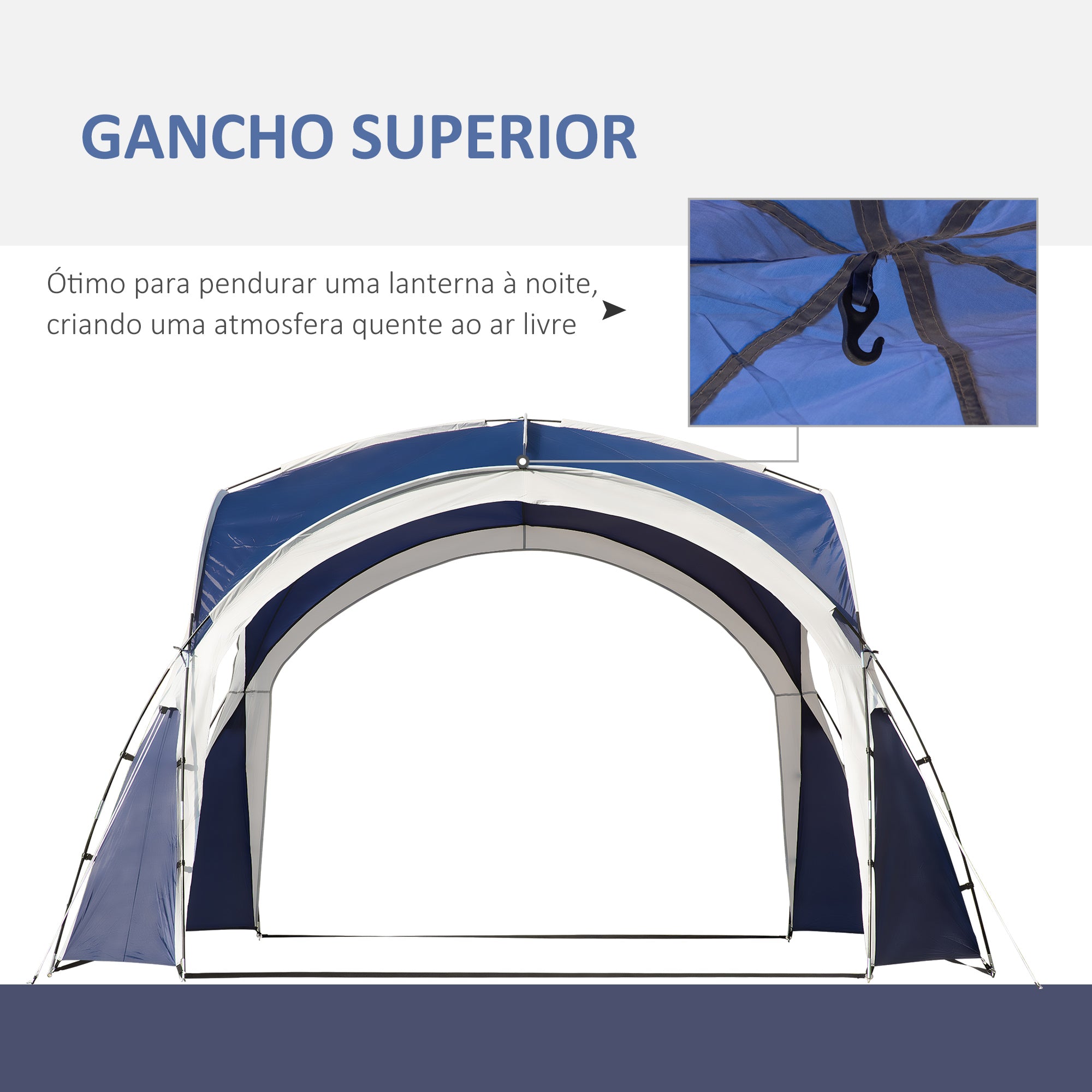 Tenda de Campismo 3,5x3,5 m Azul e Cinza Claro